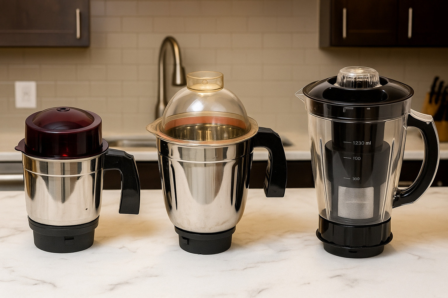 Image of owo kitchen Heavy Duty Chutney Jar, 1 Medium Jar, 1 Large Juicer Jar Mixer Juicer Jar Mixer Juicer Jar