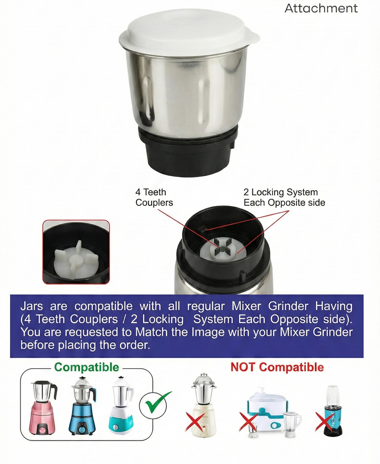 Image of grindify Mixer Grinder Chutney Jar Sumeet /Preethi /Prestige Mixer Juicer Jar