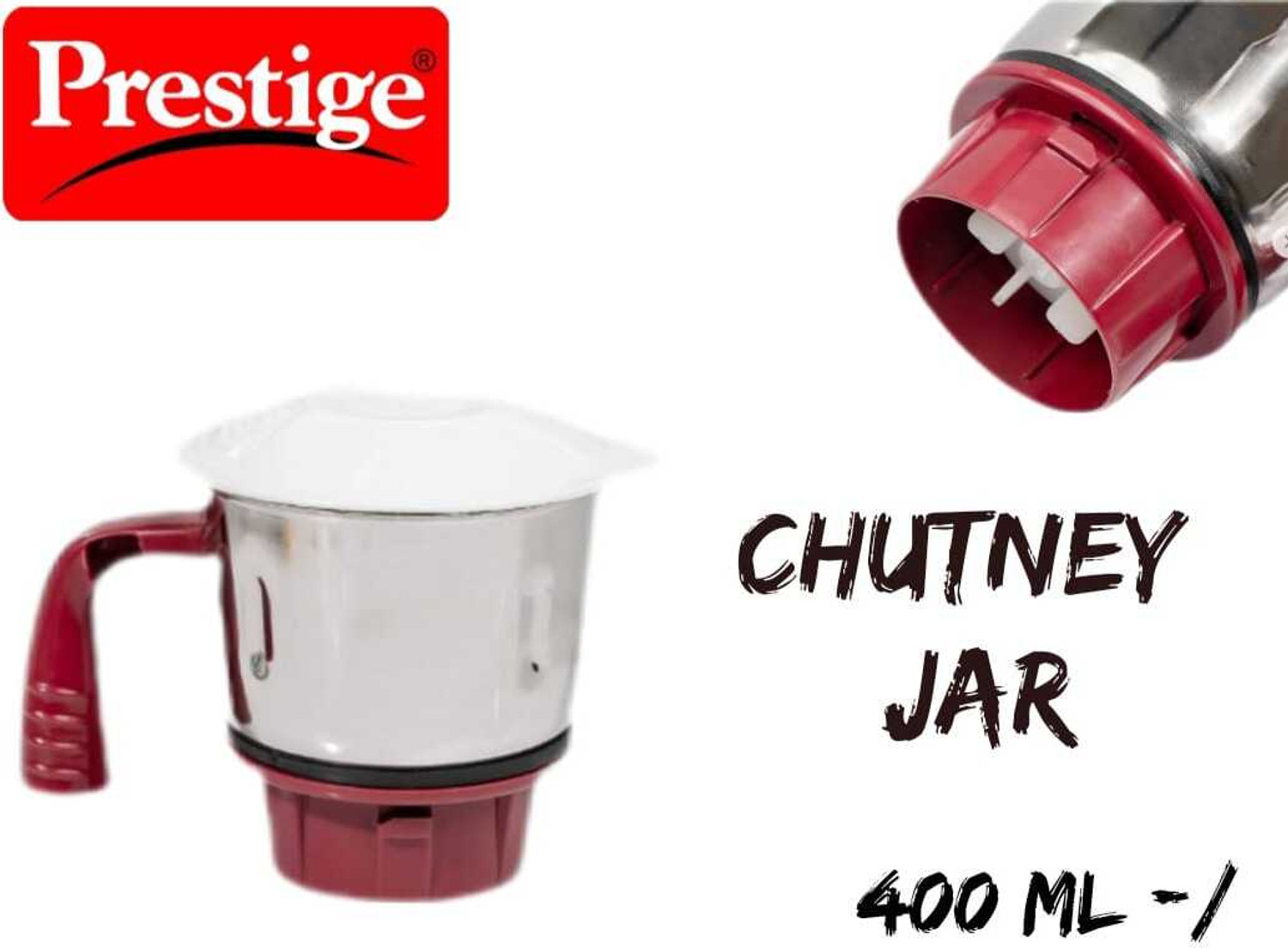 Image of Prestige Stainless Steel Jar Deluxe Plus, Deluxe LS, Tulip, Mist, Hero, Popular inch Mixer Juicer Jar (400 ml)
