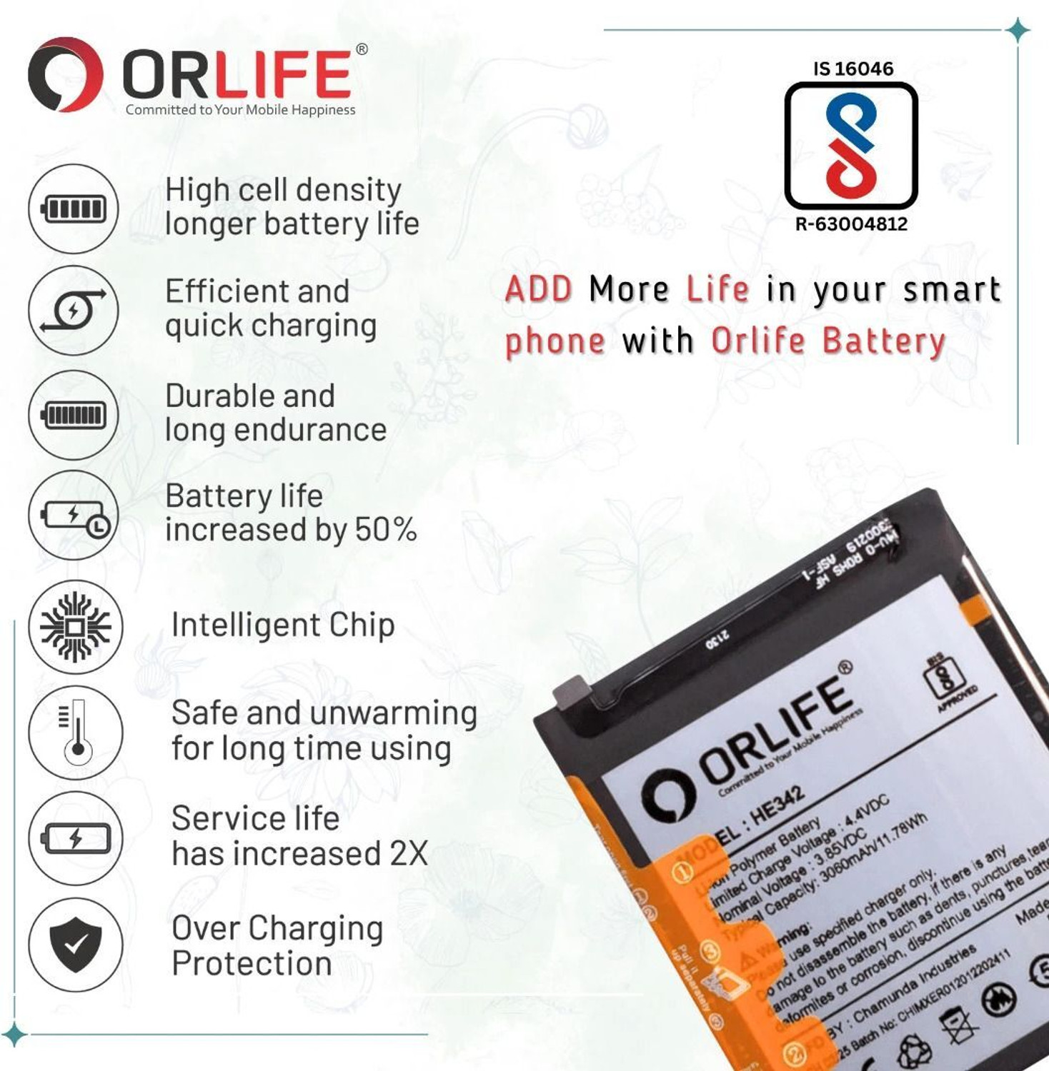 Image of orlife Mobile Battery For Nokia 6.1 Plus | 5.1 Plus | 7.1 | X5 | HE342 (1 Year Replacement Warranty)