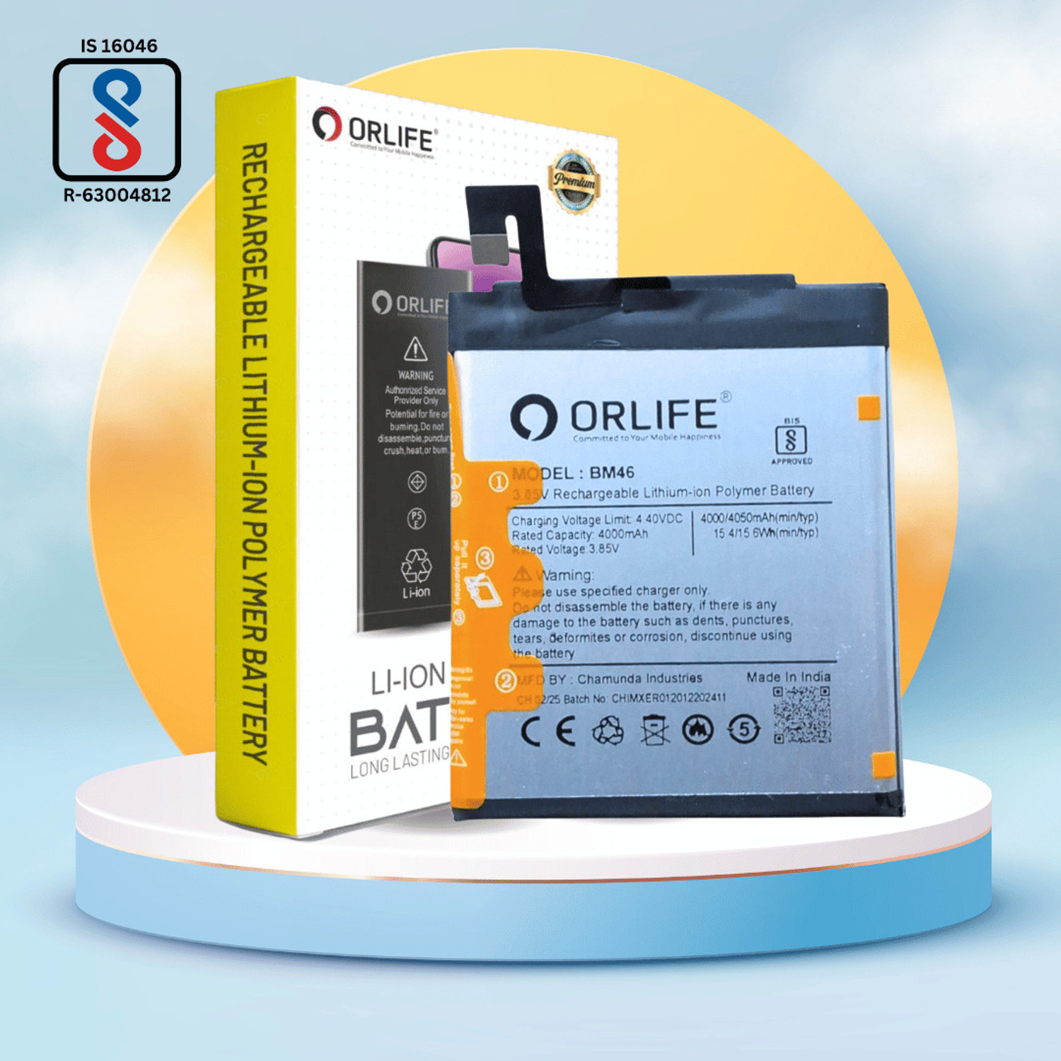 Image of orlife Mobile Battery For Redmi Note 3, Note 3 Pro | BM46 ( 1 Year Replacement Warranty )