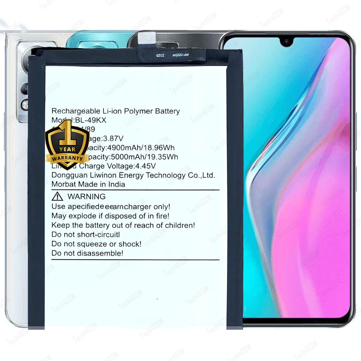 Image of AuviPal Mobile Battery For Infinix BL-49KX Infinix Note 11, Note 12, Note 12i, Note 12 Pro