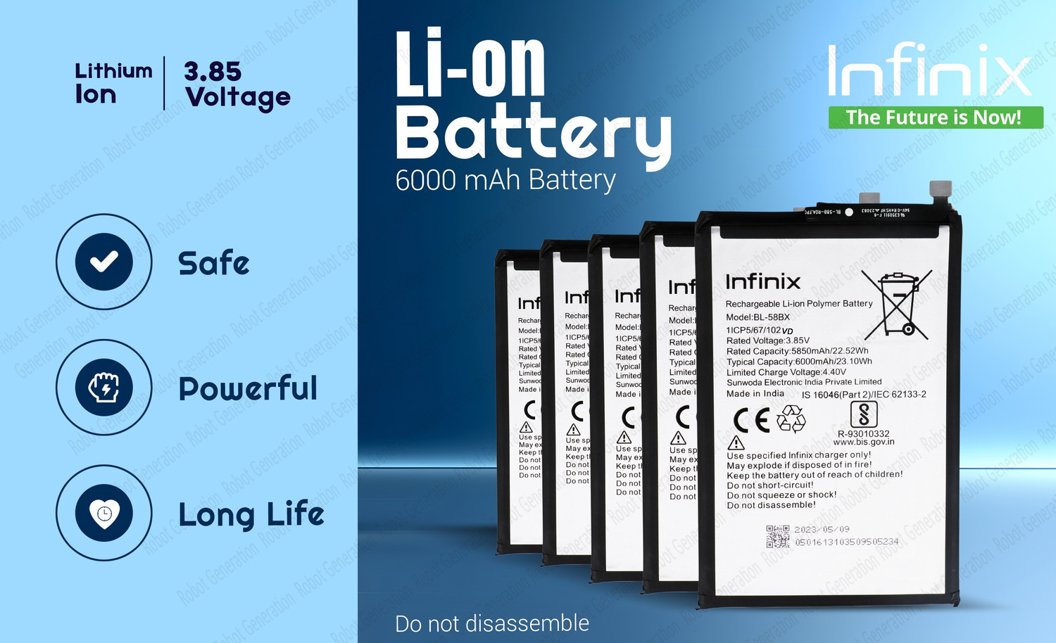 Image of Infinix Mobile Battery For BL 58BX Infinix Hot 10S / Hot 10 Play / Smart 4 Plus / Smart 5 /Hot 12 Play / Hot 12 -6000 mAh
