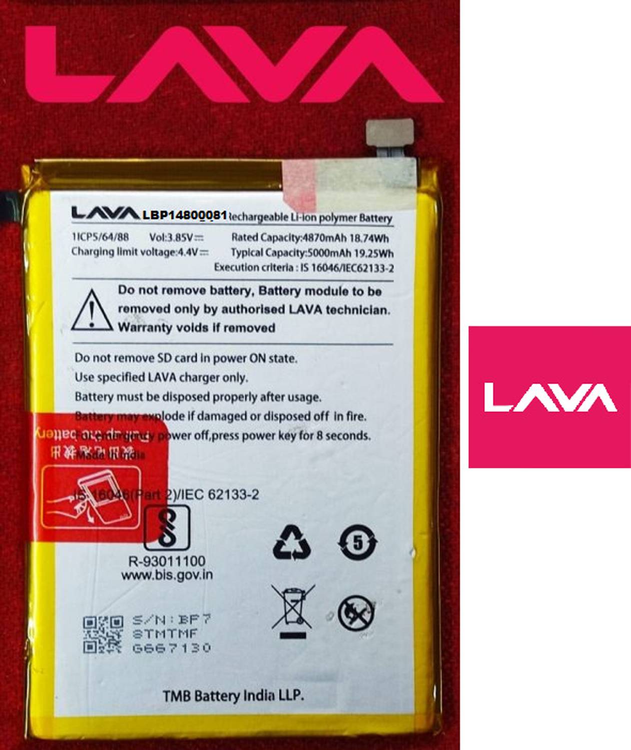 BKN Mobile Battery For LAVA QC LAVA LAVA BLAZE 5G , BLAZE 1X 5G (LBP14800081 / LBP14890078) 4900 MAH - Image 4