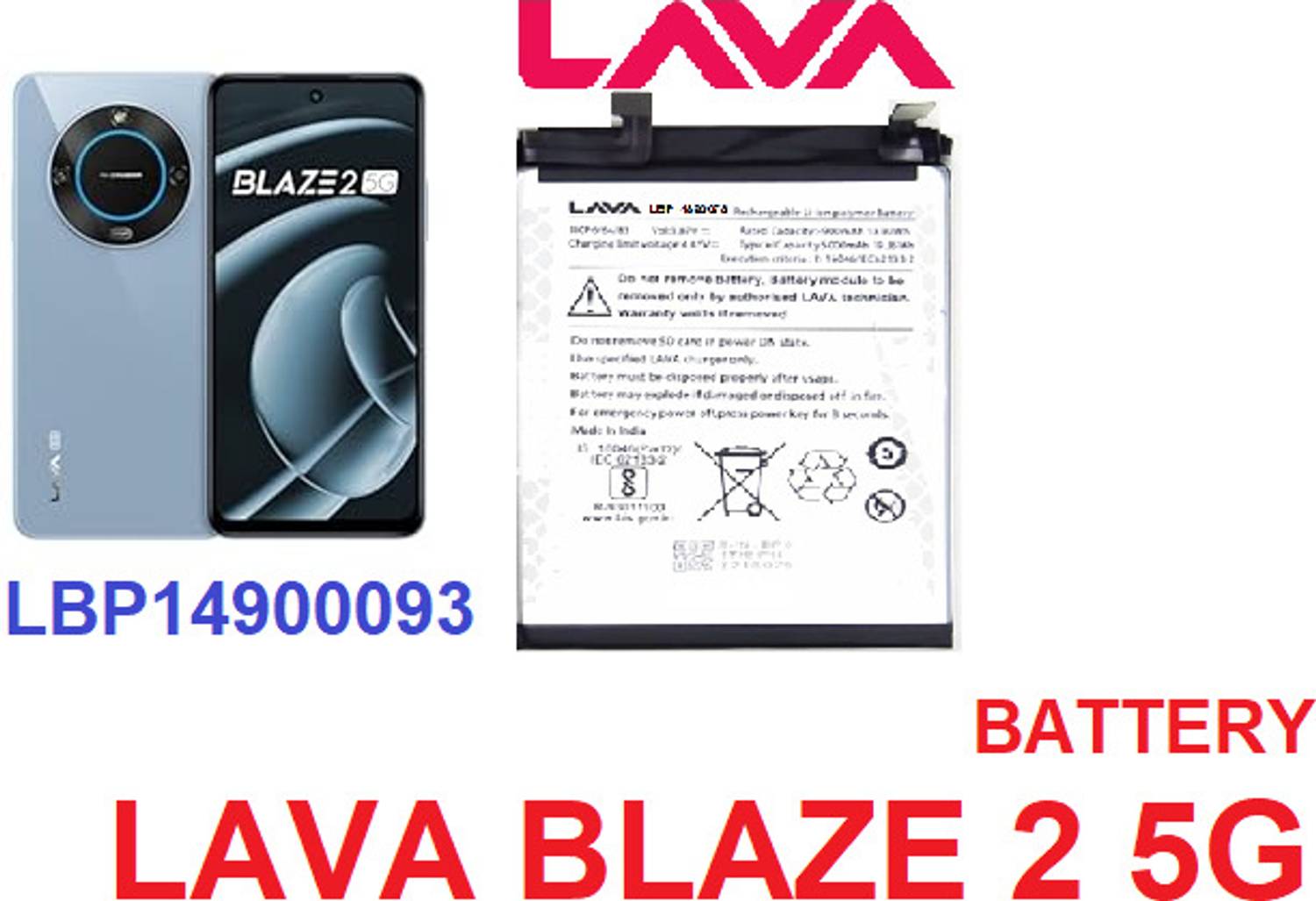 BKN 5000mAh Battery for LAVA BLAZE 2 5G - Image 1