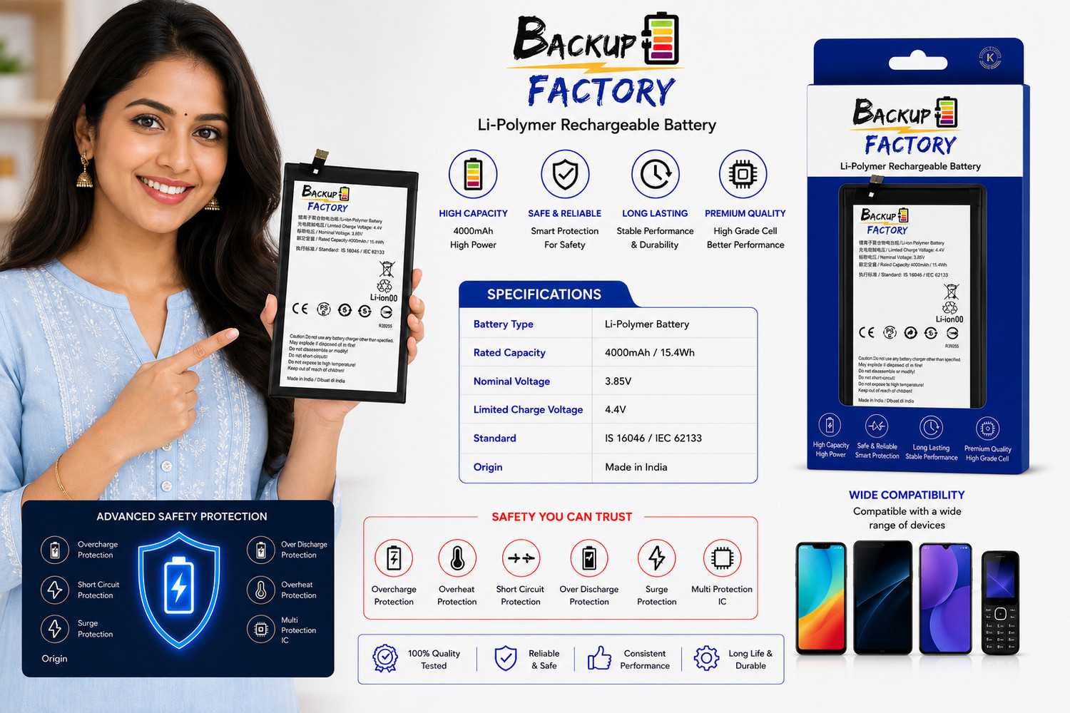 Image of Backup Factory Mobile Battery For Infinix Hot 10 , X682B , X682C , MZ-Infinix X682B , MZ-Infinix X682C