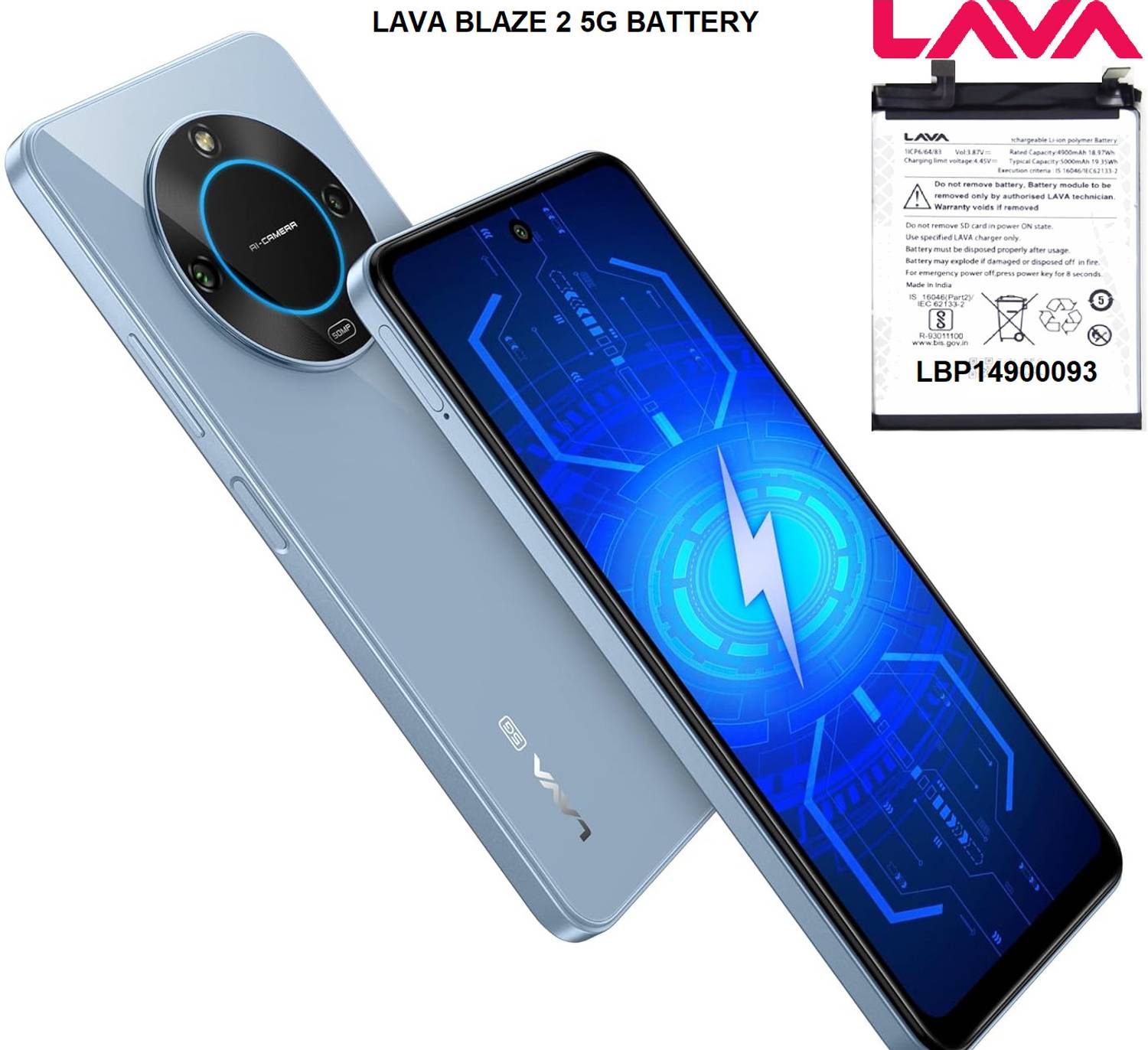 BKN 5000mAh Battery for LAVA BLAZE 2 5G - Image 2