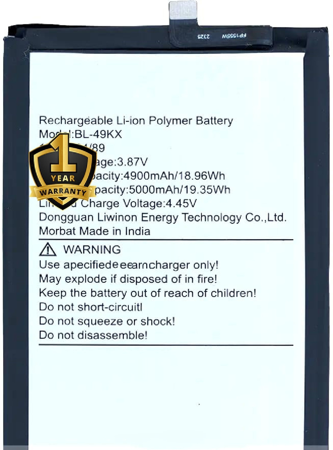 Image of AuviPal Mobile Battery For Infinix BL-49KX Infinix Note 11, Note 12, Note 12i, Note 12 Pro