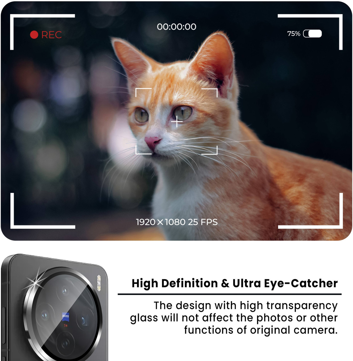 Image of Gadget Glow Back Camera Lens Ring Guard Protector for Vivo X200T 5G, Vivo X200T, Black Alloy Camera Rings