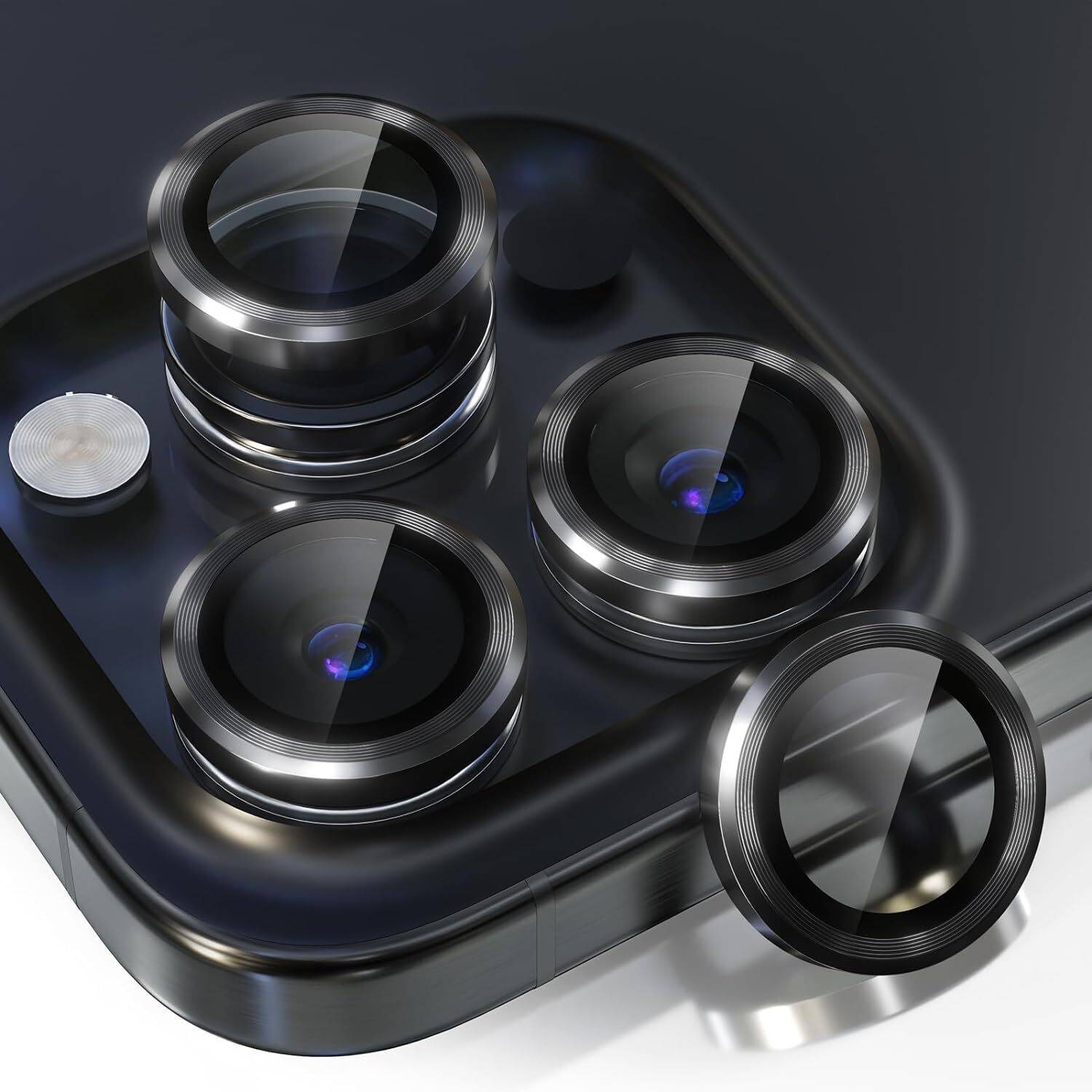 AUDICE Back Camera Lens Ring Guard Protector for IPHONE 16 PRO, IPHONE 16 PRO MAX, Camera Lens Protector, 9H HARDNESS, 9H TEMEPERED GLASS
