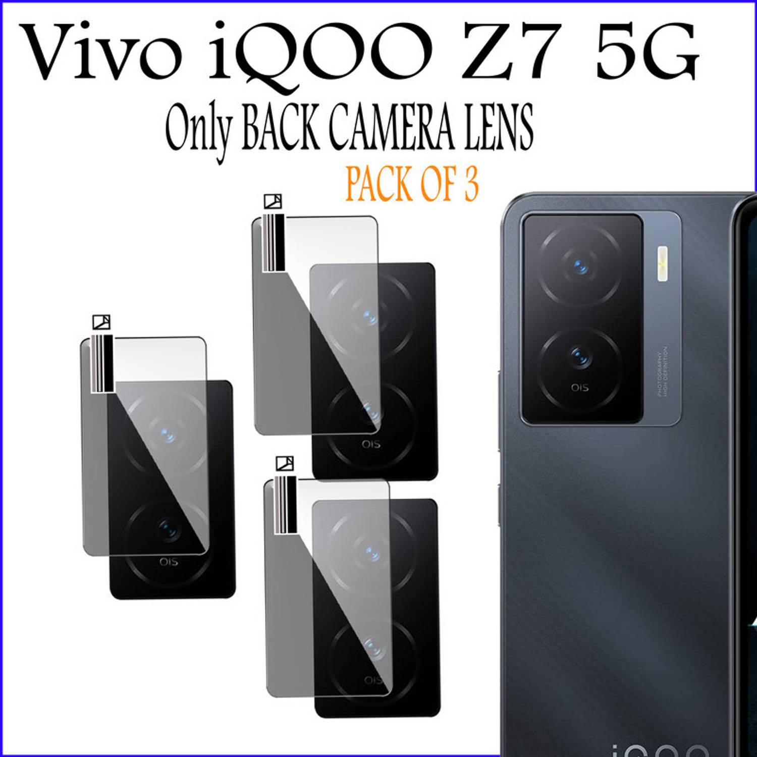 DAFFIN Back Camera Lens Glass Protector for iQOO Z7 5G