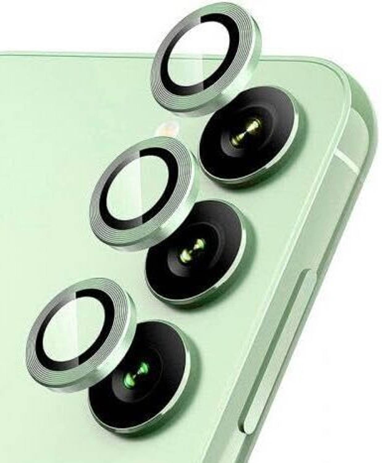 A3sprime Camera Lens Protector for SAMSUNG Galaxy A14 5G, Galaxy A15 5G, Galaxy A34 5G, Galaxy A54 5G, |Full Coverage 9H Surface Hardness Tempered Glass with Metal Ring Guard Camera Protector|, (Color - Green)