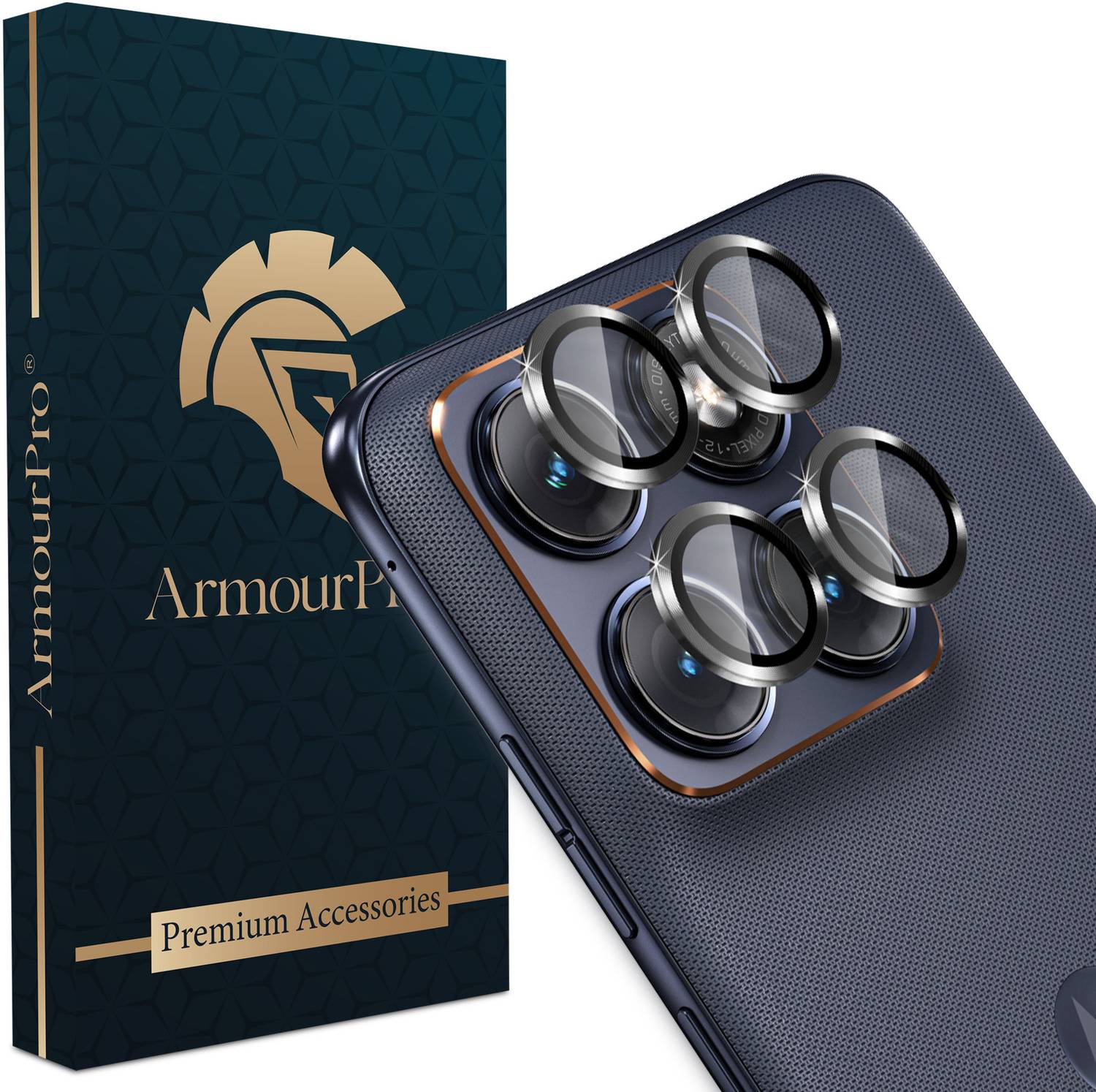 ArmourPro Back Camera Lens Ring Guard Protector for Motorola Edge 70 Fusion 5G, Moto Edge 70 Fusion, Black Metal Alloy Camera Rings