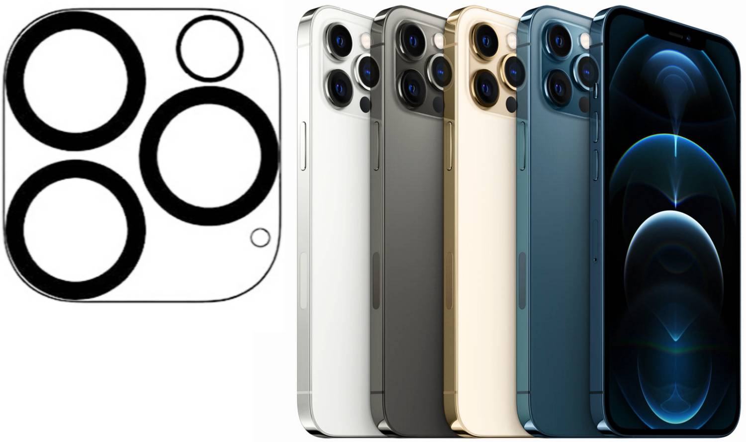 AEHUB Back Camera Lens Glass Protector for iPhone 12 Pro Max (Transparent Black Circle)