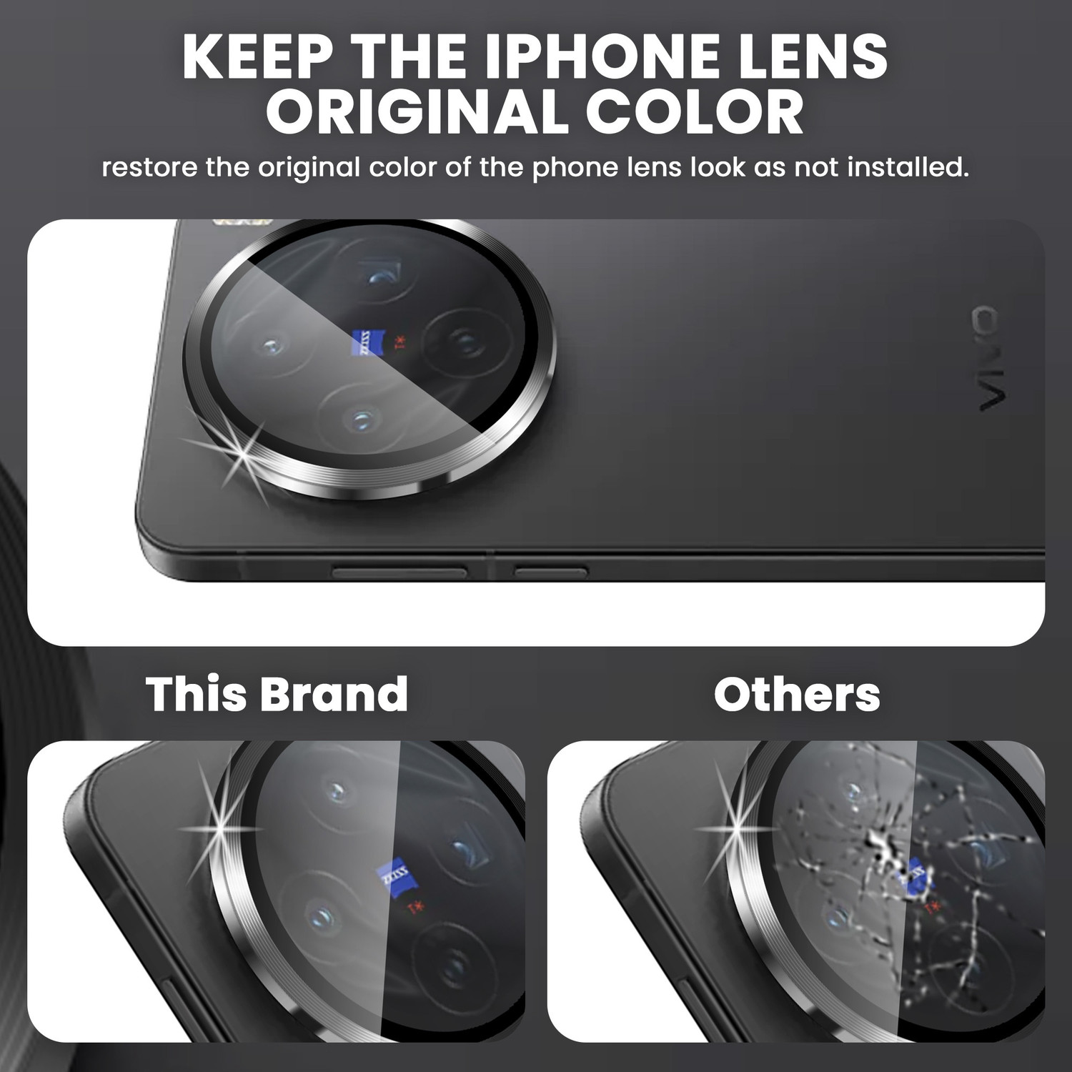 Image of Gadget Glow Back Camera Lens Ring Guard Protector for Vivo X200T 5G, Vivo X200T, Black Alloy Camera Rings