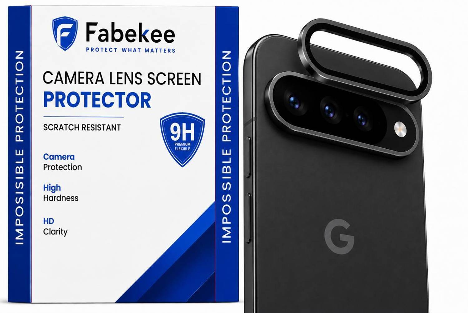 Fabekee Back Camera Lens Ring Guard Protector for Google Pixel 11 pro Edge to Edge Full Coverage 9H Scratch Resistant Metal Ring