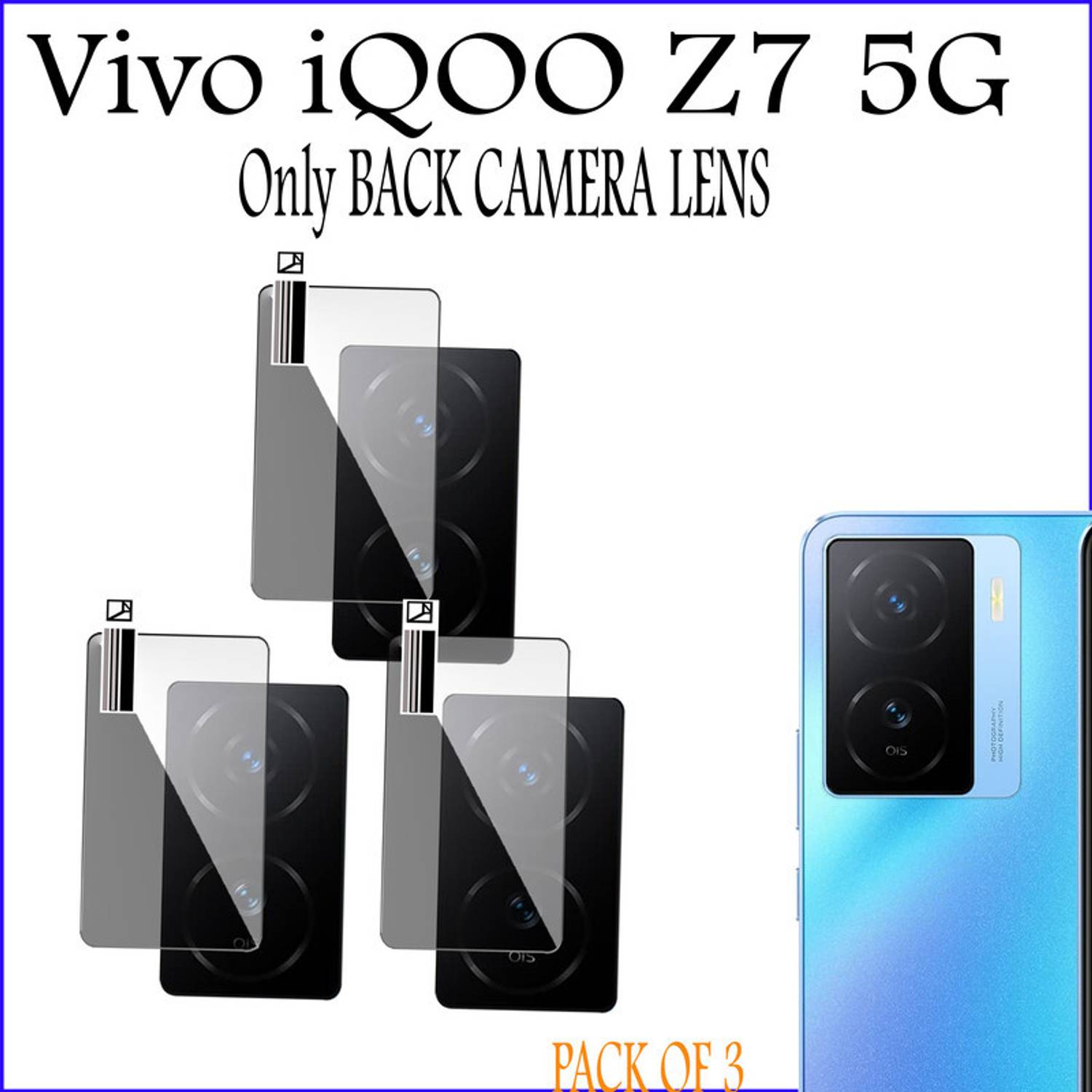 DAFFIN Back Camera Lens Glass Protector for iQOO Z7 5G