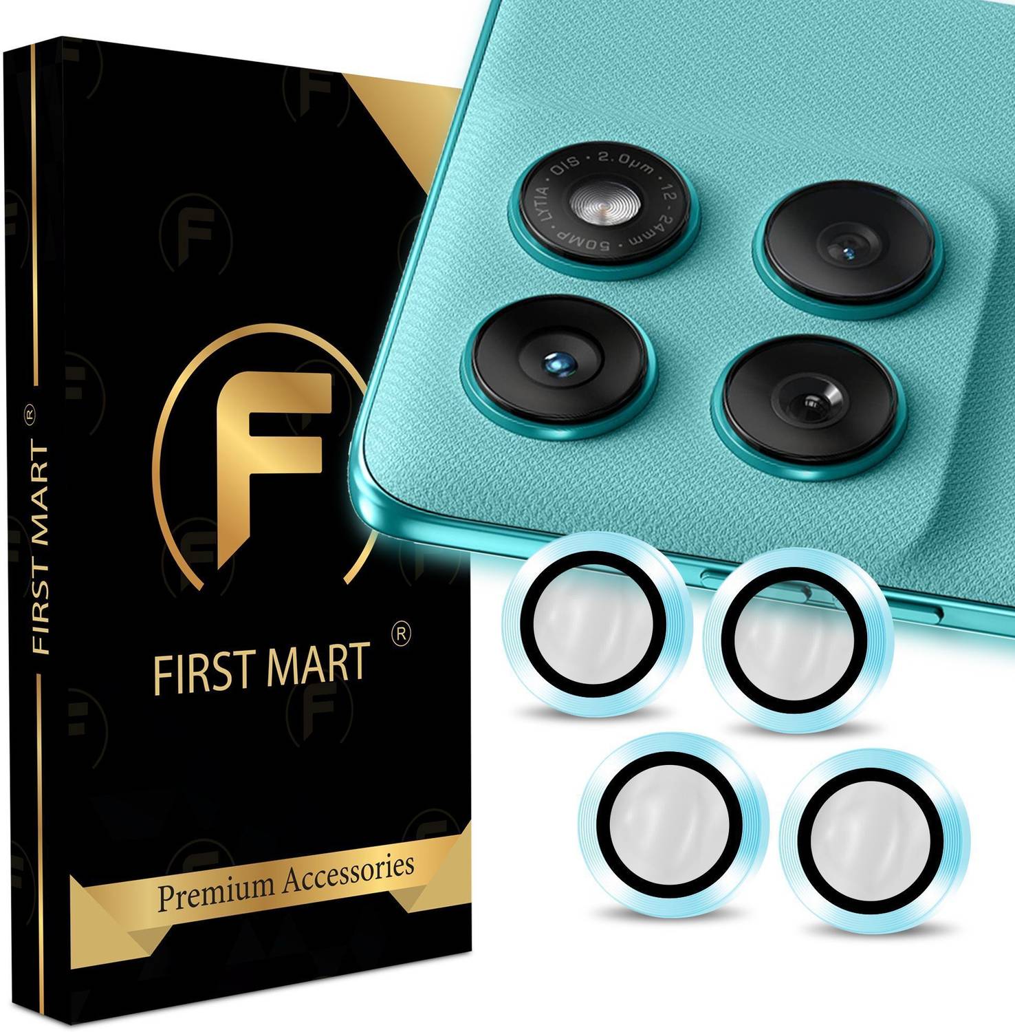 FIRST MART Back Camera Lens Ring Guard Protector for MOTOROLA Edge 60 Fusion 5G, Blue Camera Rings