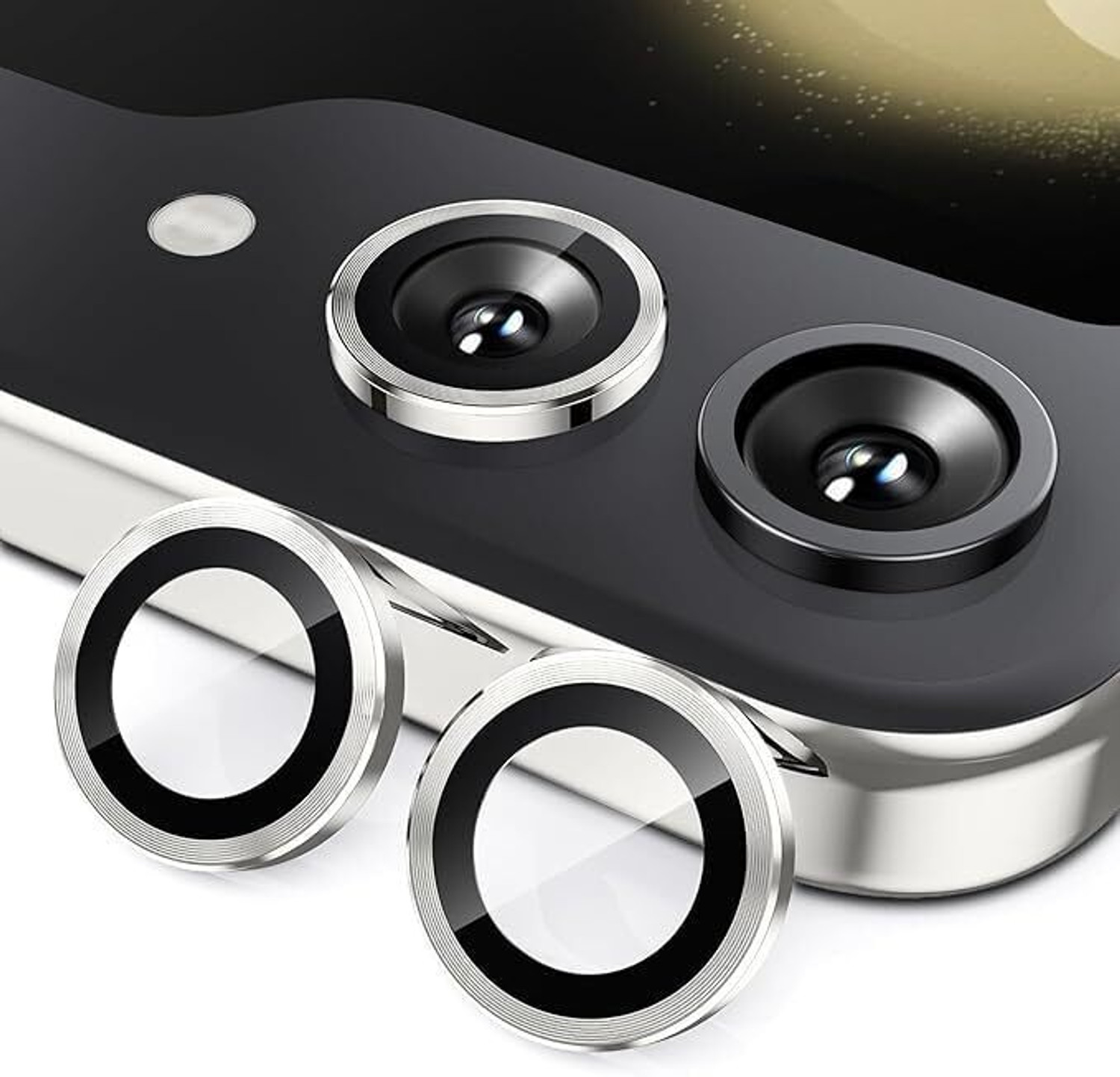 Image of casual need Camera Lens Protector for Samsung Galaxy Z Flip 6 5G 9H Hardness, Full Coverage Anti Scratch Camera Metal Ring (Samsung Galaxy Z Flip 6 5G, Silver)