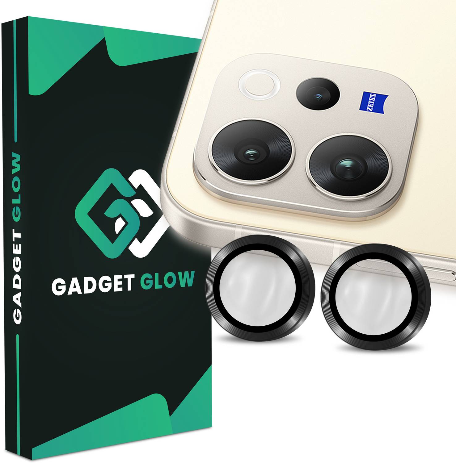 Gadget Glow Back Camera Lens Ring Guard Protector for Vivo V70 5G, Vivo V70, Black Metal Alloy Camera Rings