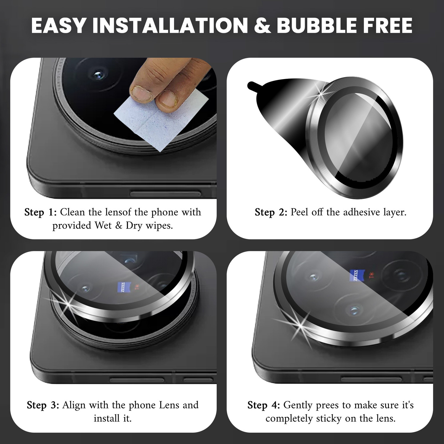 Image of Gadget Glow Back Camera Lens Ring Guard Protector for Vivo X200T 5G, Vivo X200T, Black Alloy Camera Rings