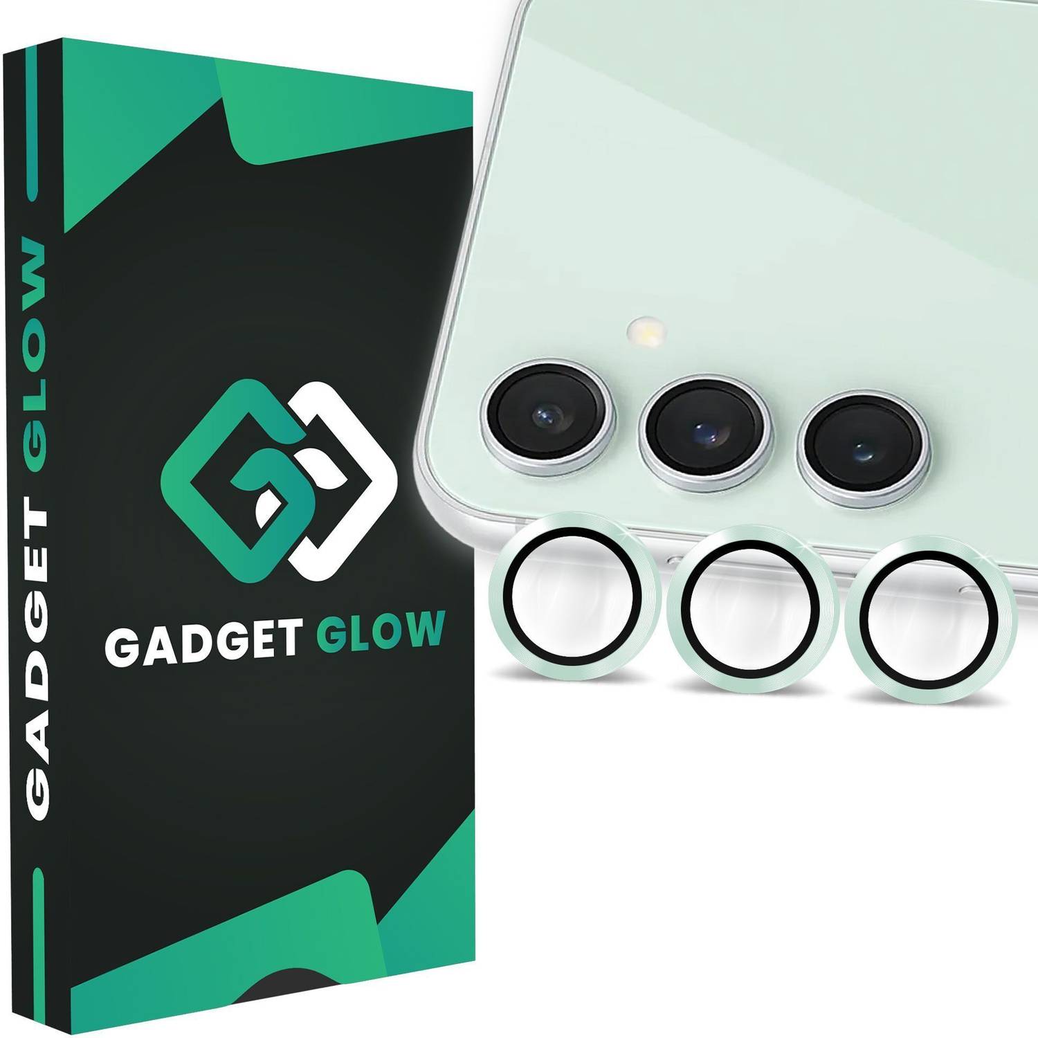 Gadget Glow Back Camera Lens Ring Guard Protector for Samsung Galaxy S23 FE 5G, Green Camera Ring