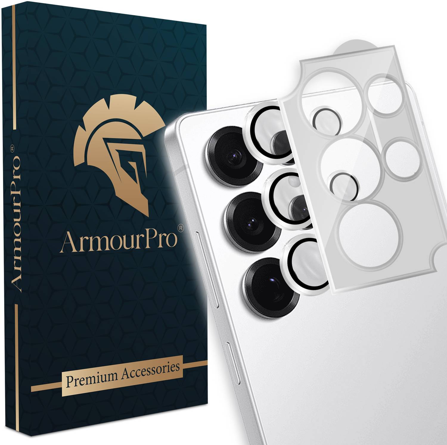 ArmourPro Back Camera Lens Ring Guard Protector for Samsung S25 Ultra 5G, Samsung Galaxy S25 Ultra 5G, Silver AR+AF Metal Alloy Rings