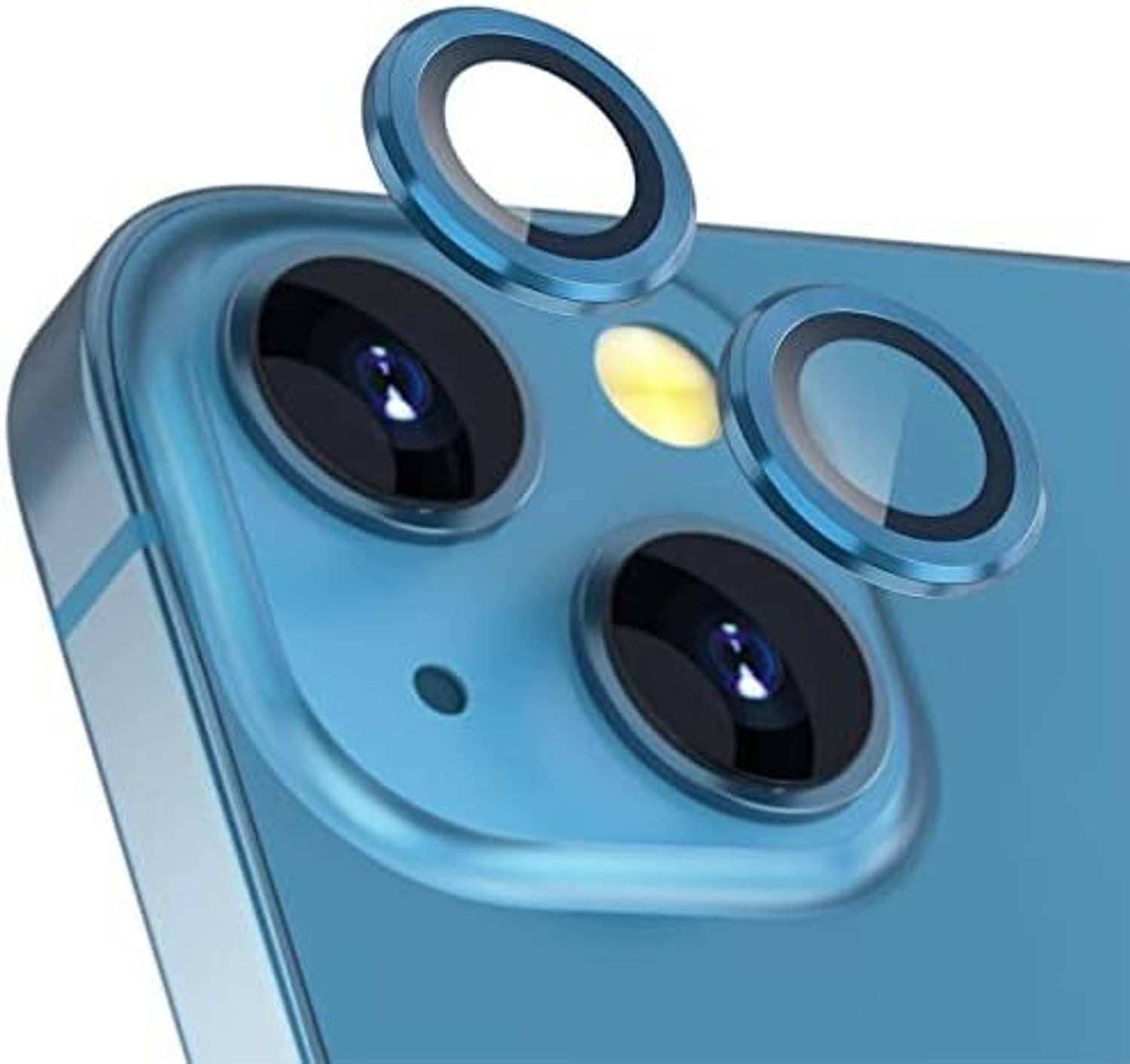 Beanny Camera Lens Protector for Apple iPhone 13, iPhone 13 Mini, Iphone 13 Edge to Edge blue ring