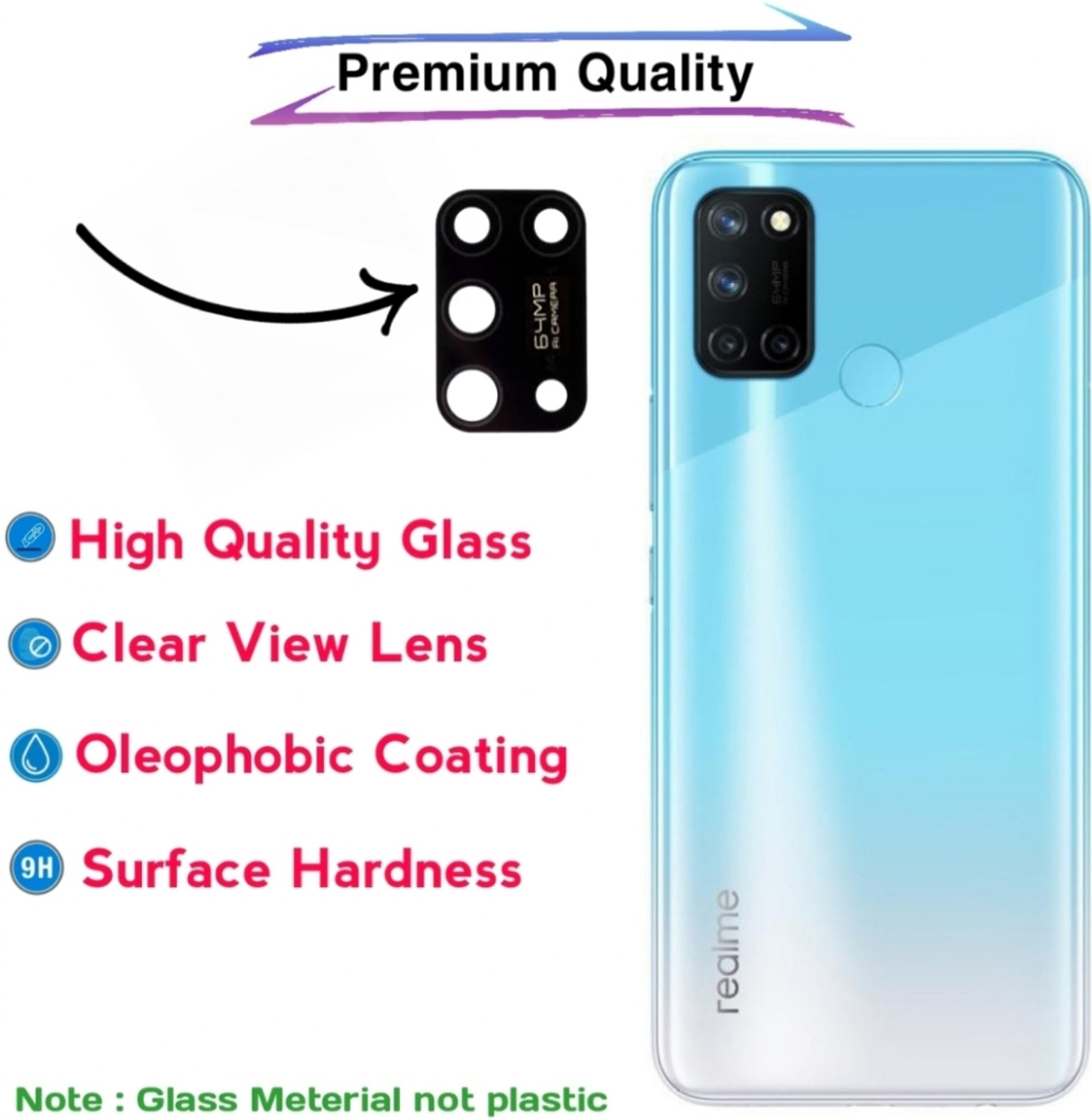 Image of CELLO TECH Back Camera Lens Glass Protector for REALME 7I
