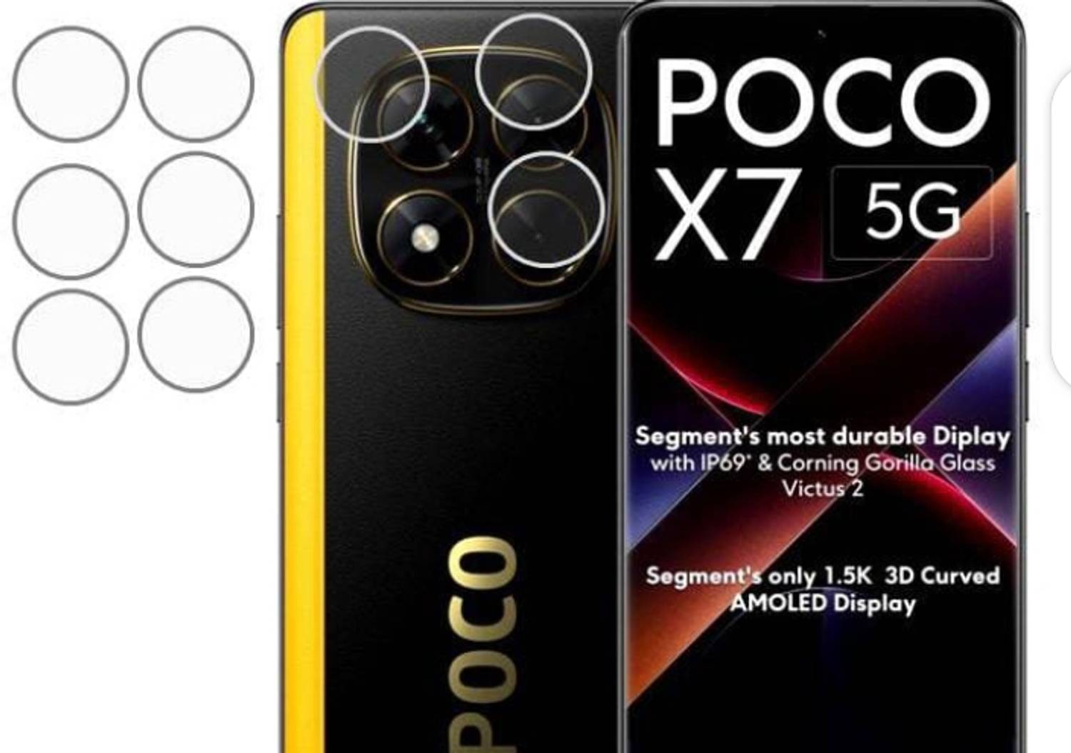AHWAVEEDA Back Camera Lens Glass Protector for POCO X7 5G CAMERA LENS (PACK OF 3)