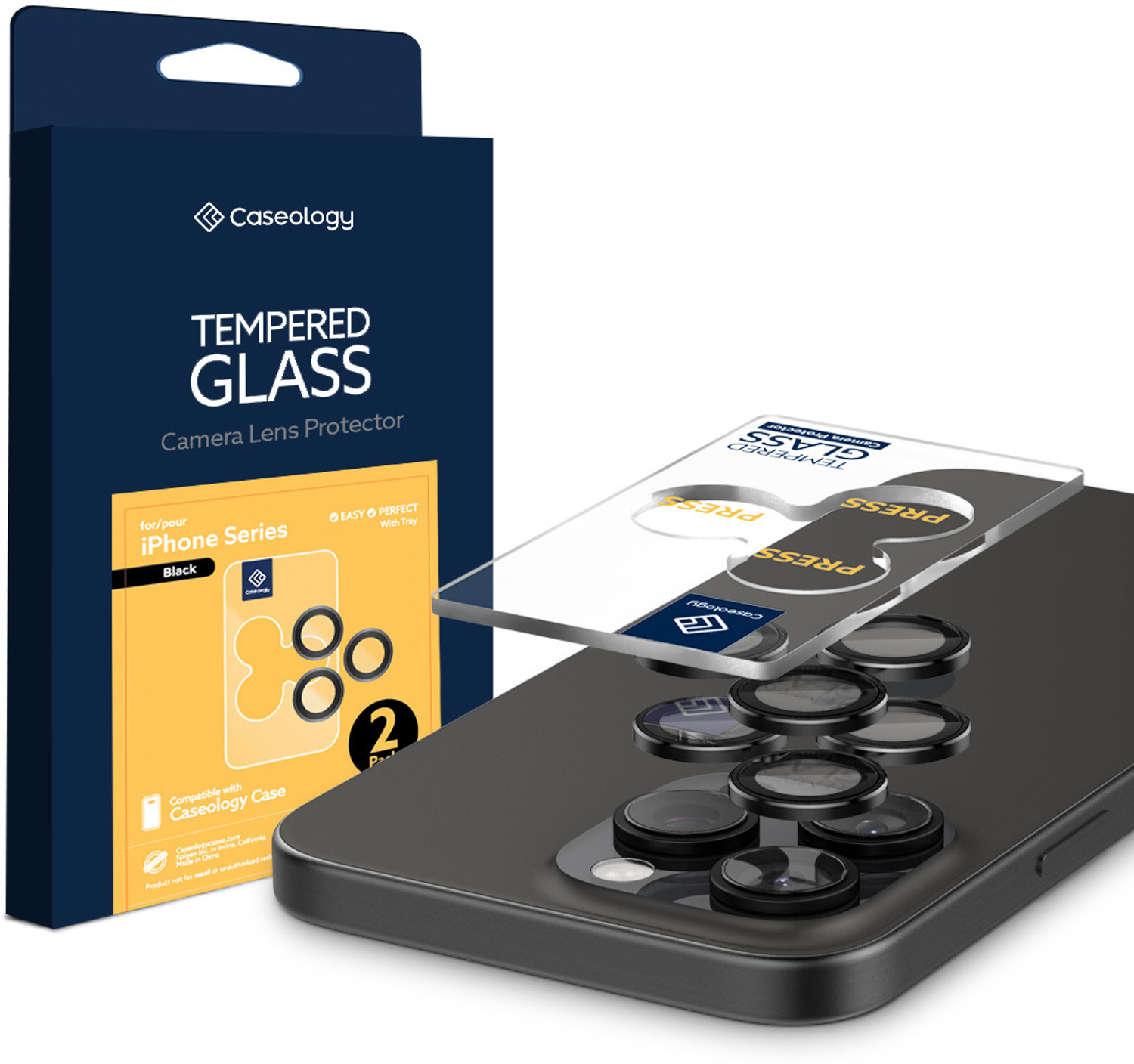 Image of Caseology Back Camera Lens Glass Protector for iPhone 16 Pro Max, iPhone 16 Pro