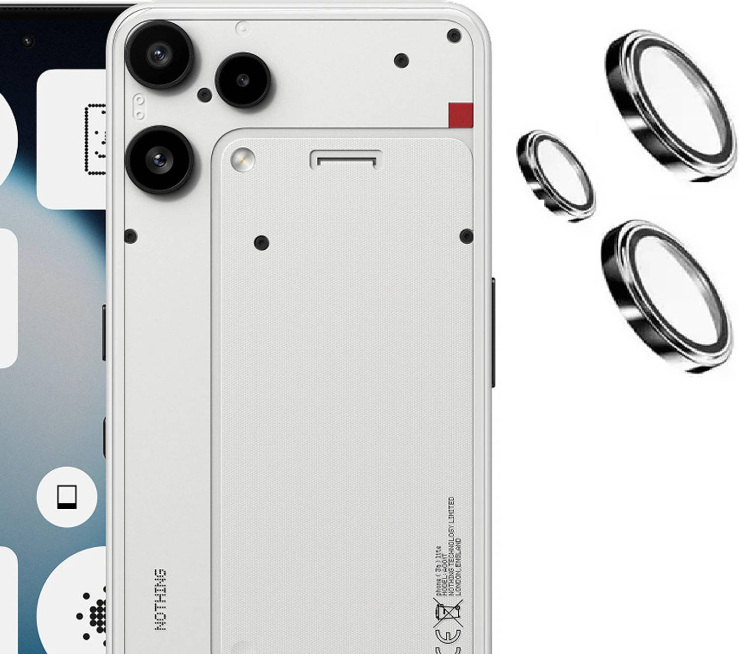 GDBUY Back Camera Lens Ring Guard Protector for Nothing Phone (3a) Lite