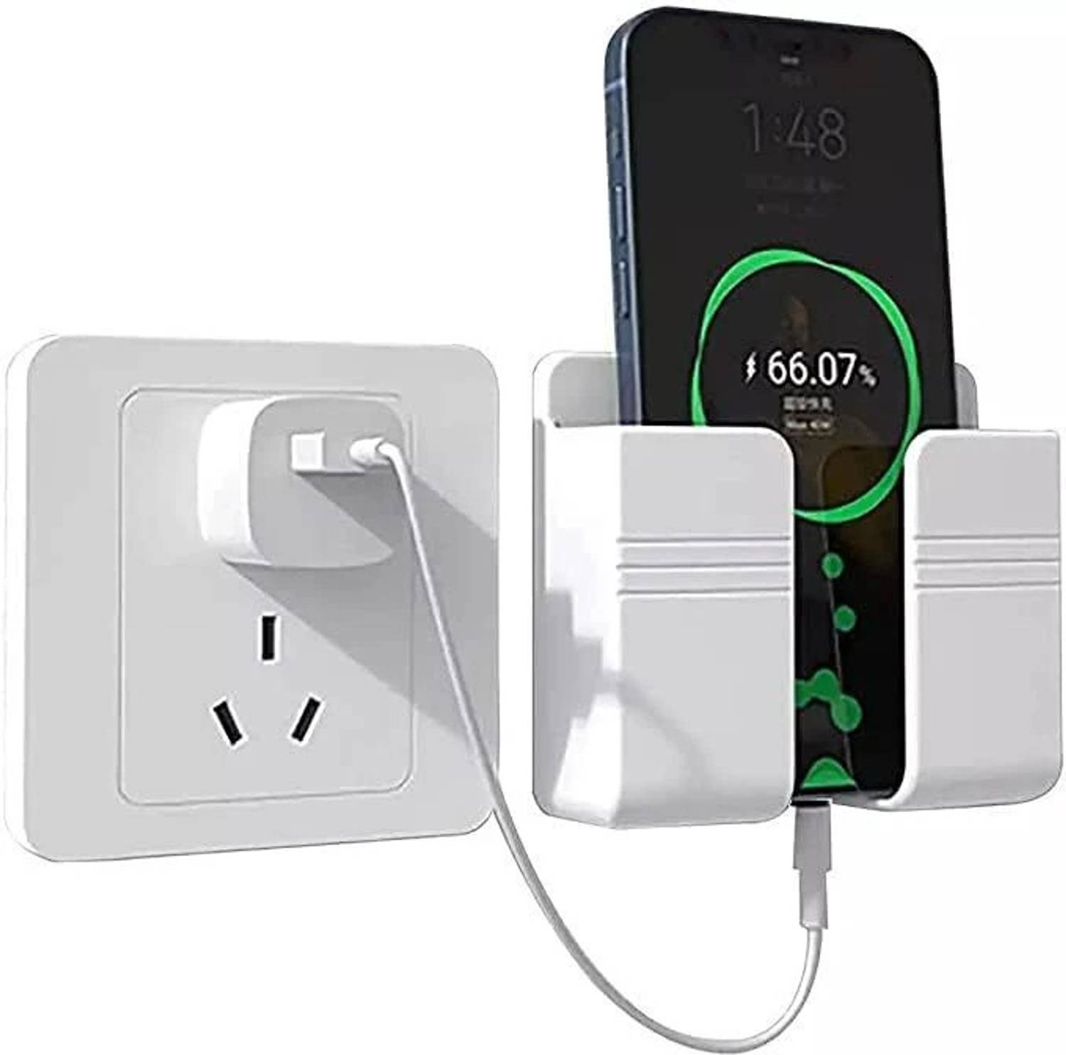 M/S DSNS Wall Charger Hook Mobile Phone Holder Universal Cellphone Hanging Stand Bracket Hooks Charging Dock T1310 (White Pack OF 1) Mobile Holder