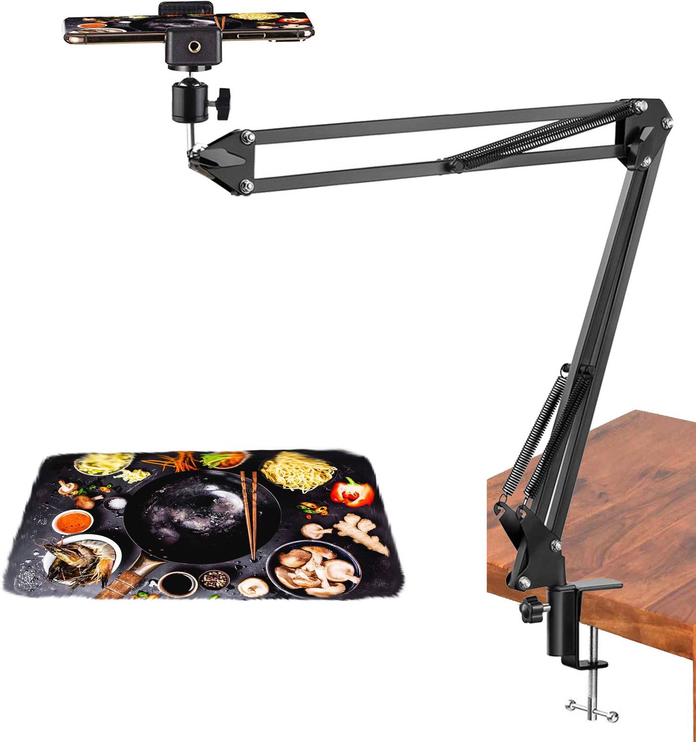 BROLAVIYA Overhead Video Mobile Stand, 1/4 Inch Ball Head Male For Camera, Webcams, Mobile Mobile Holder