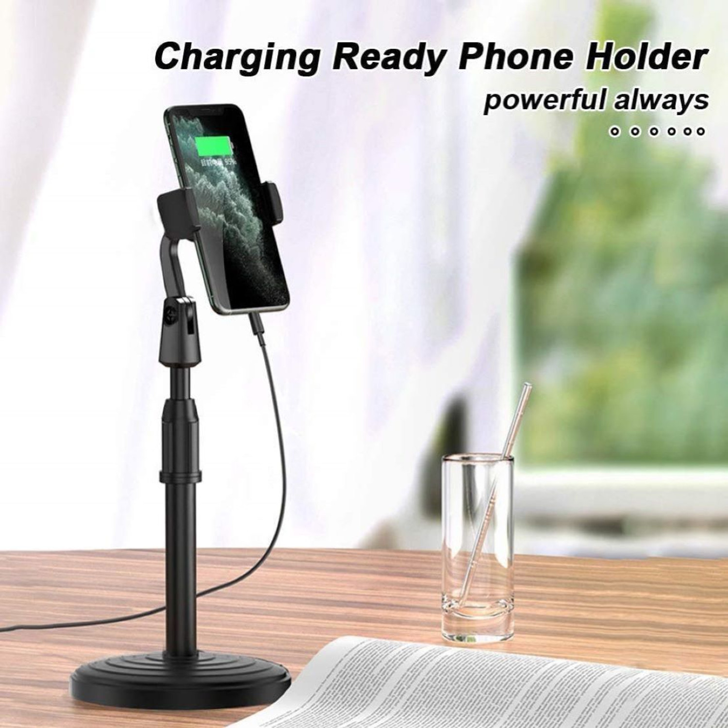 Image of ELITEWAVE Adjustable Desktop Mobile Phone Stand with 360 Rotation & Stable Base Mobile Holder