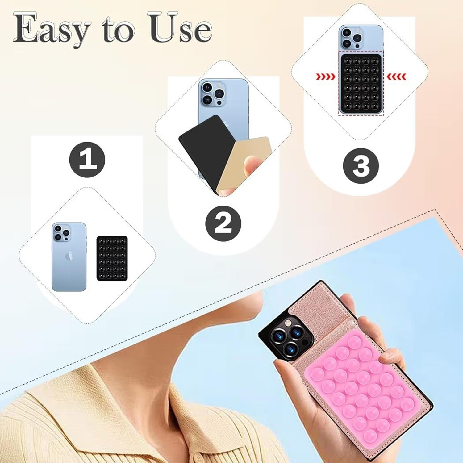 Image of Hoccroxx 5 Pcs Suction Stickers With 24 Cups, Double Sided Silicone for Strong Grip Mobile Holder