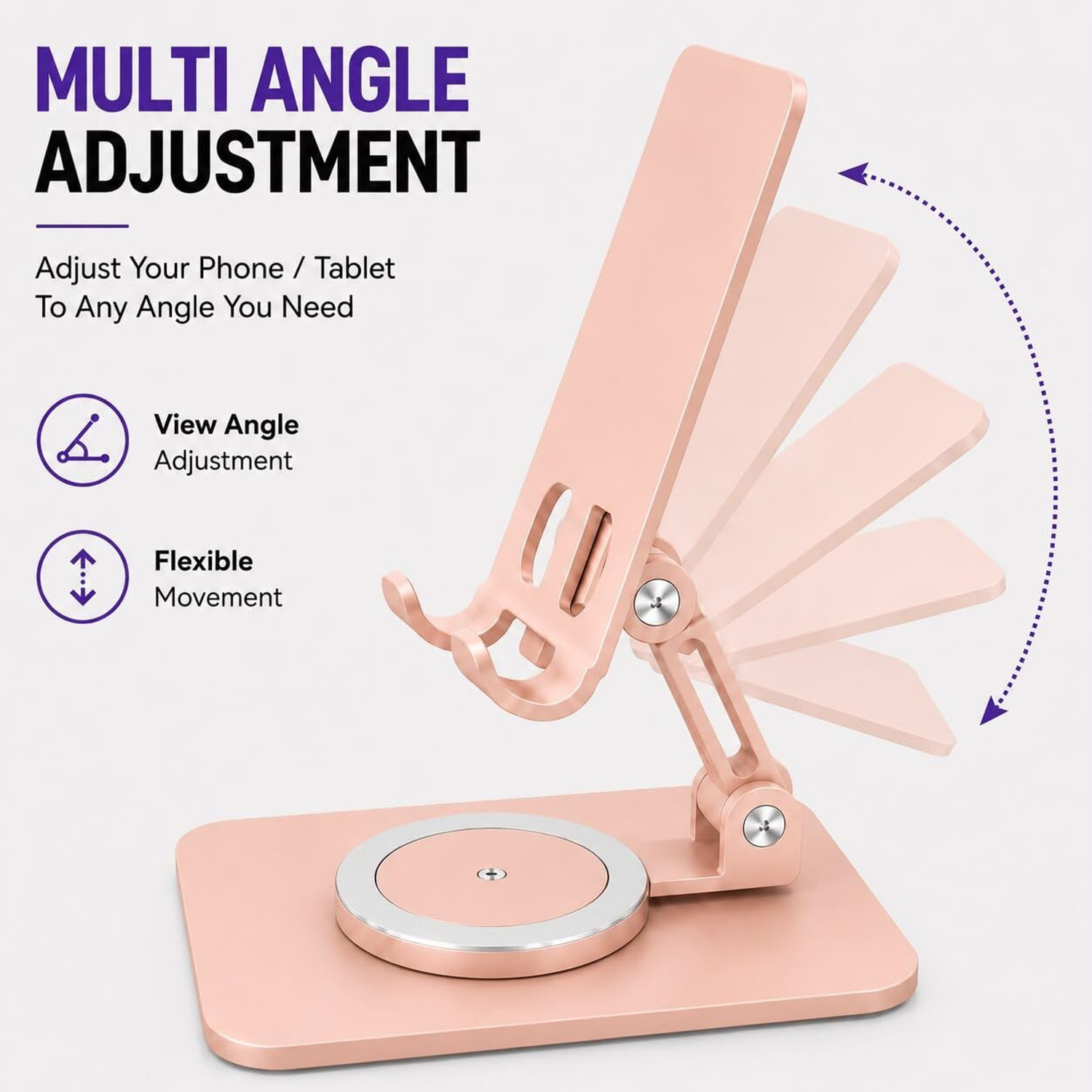 Image of GLANGEH Foldable Adjustable Phone & Tablet Stand - Grey Portable Mobile Holder