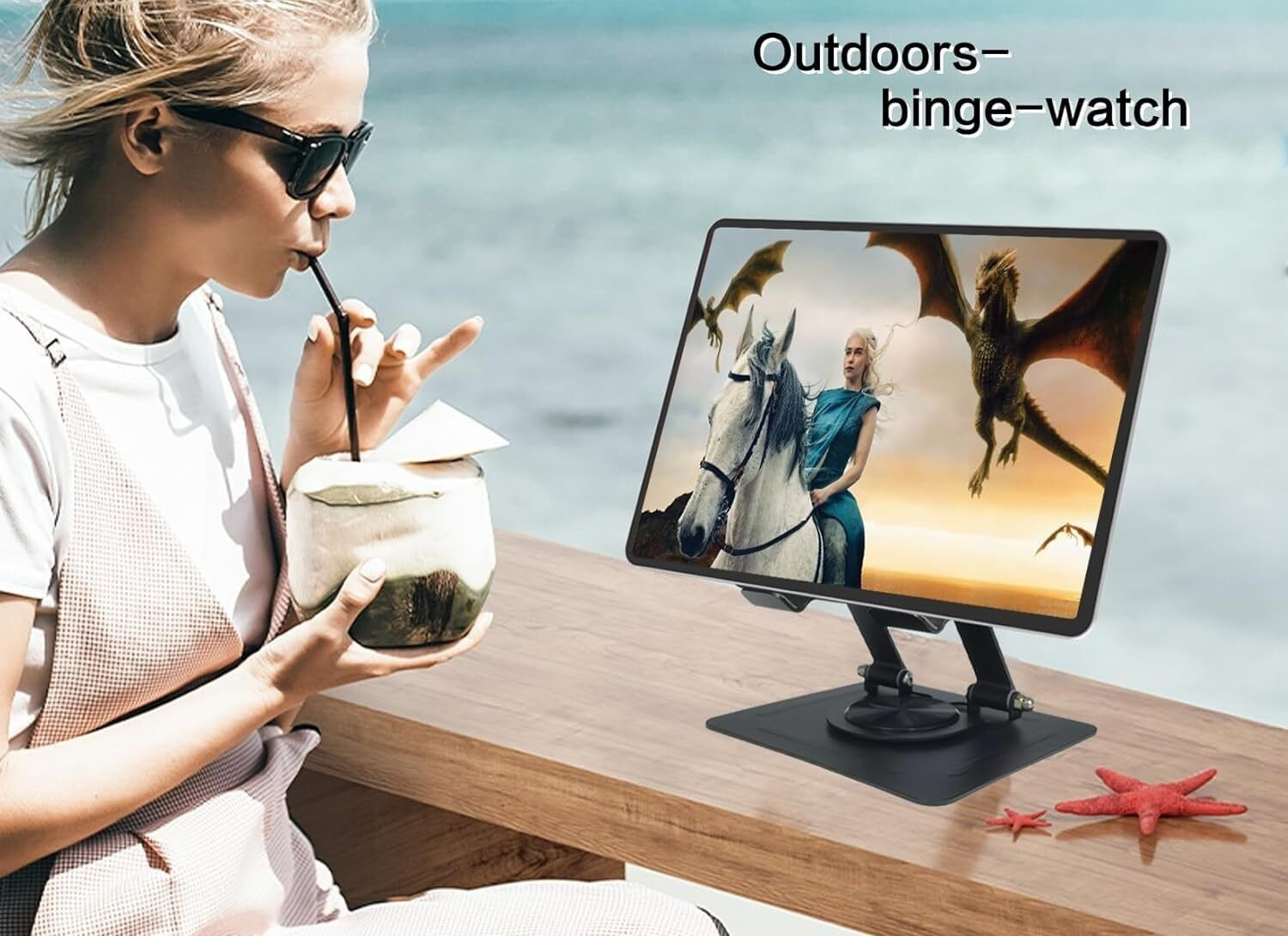 Image of Redclip Tablet Stand Holder for Desk, with 360 Rotating Metal Base Mobile Holder