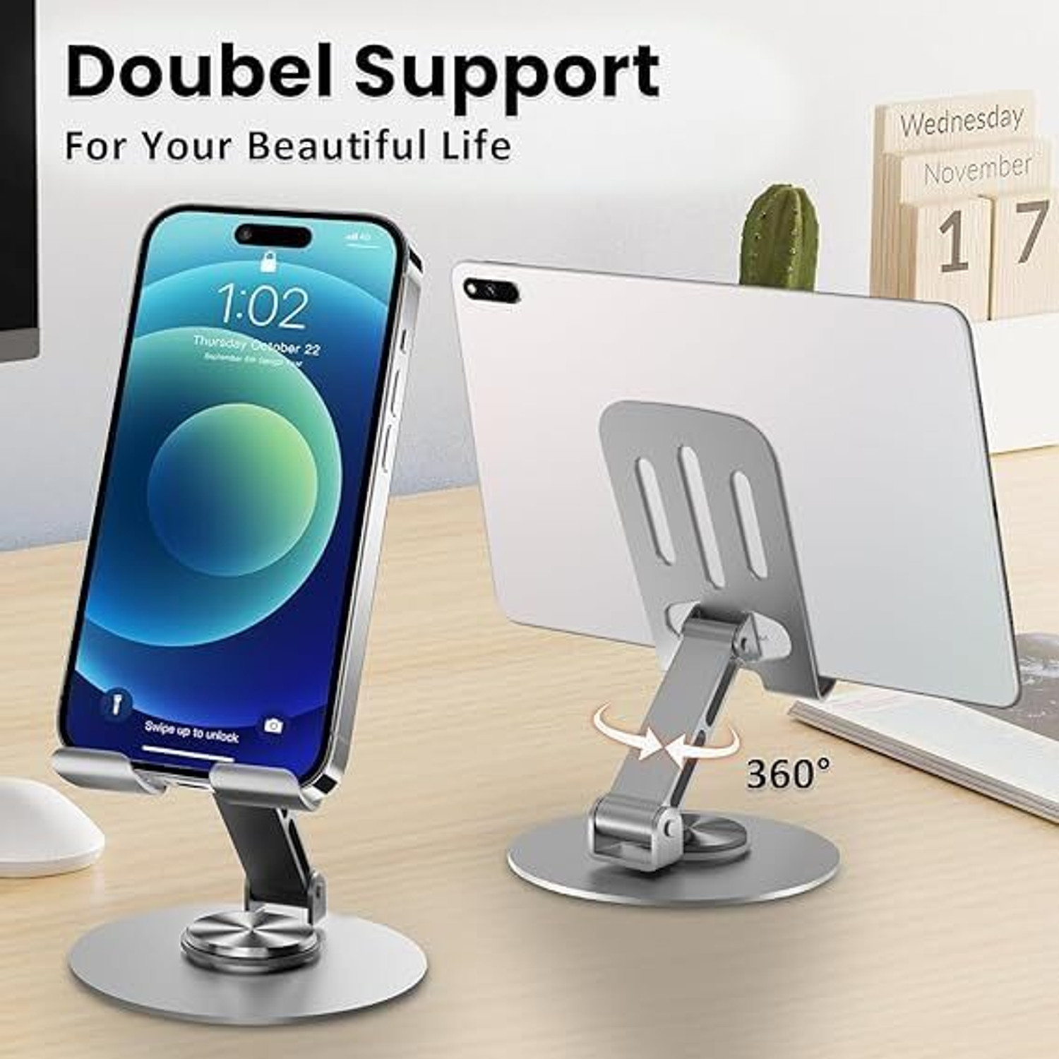 Image of ZIRAK Metal Mobile Phone Holder With 360 Rotation Folding Tablet Desktop Mobile Holder