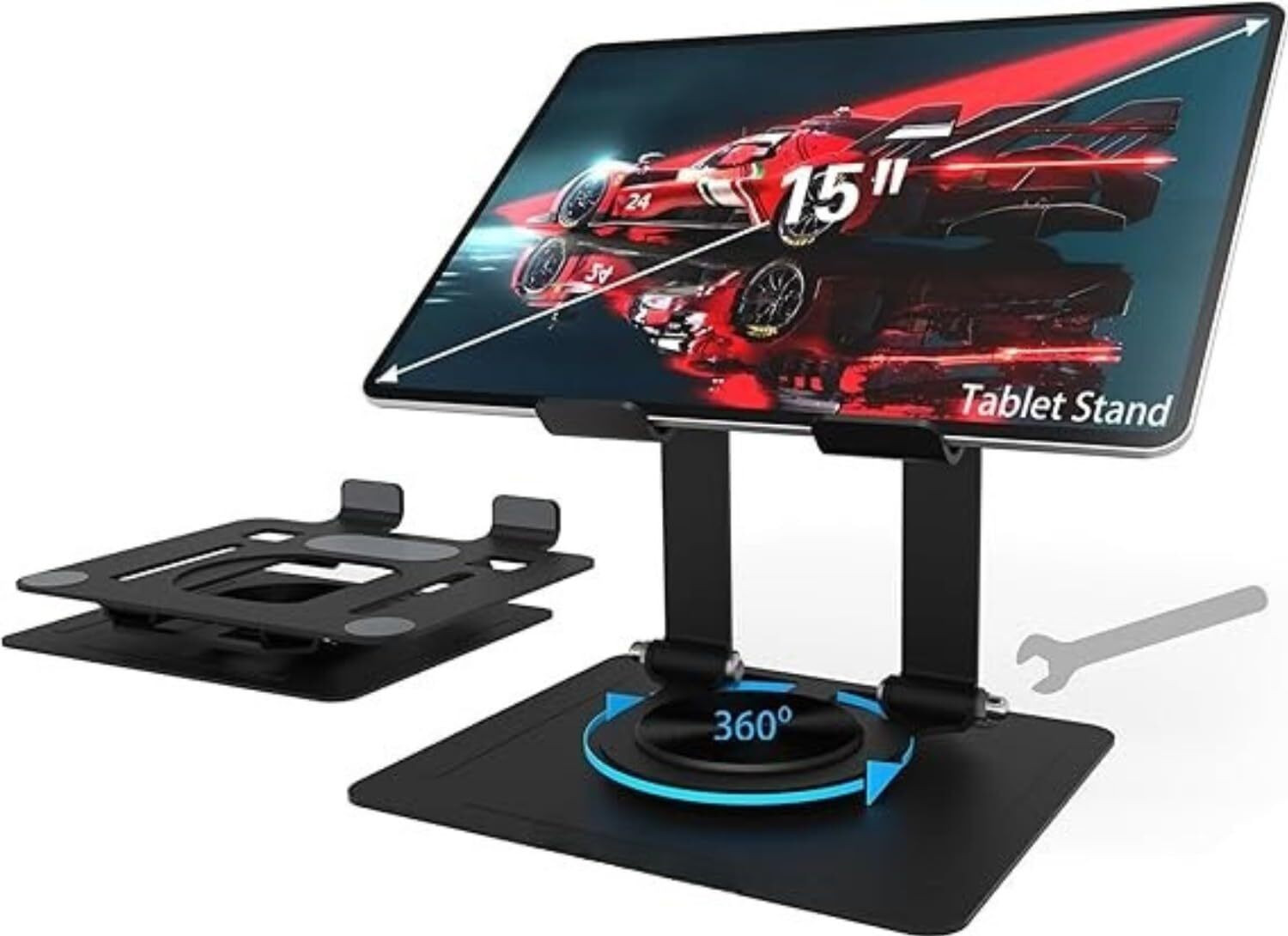 Image of Redclip Tablet Stand Holder for Desk, with 360 Rotating Metal Base Mobile Holder