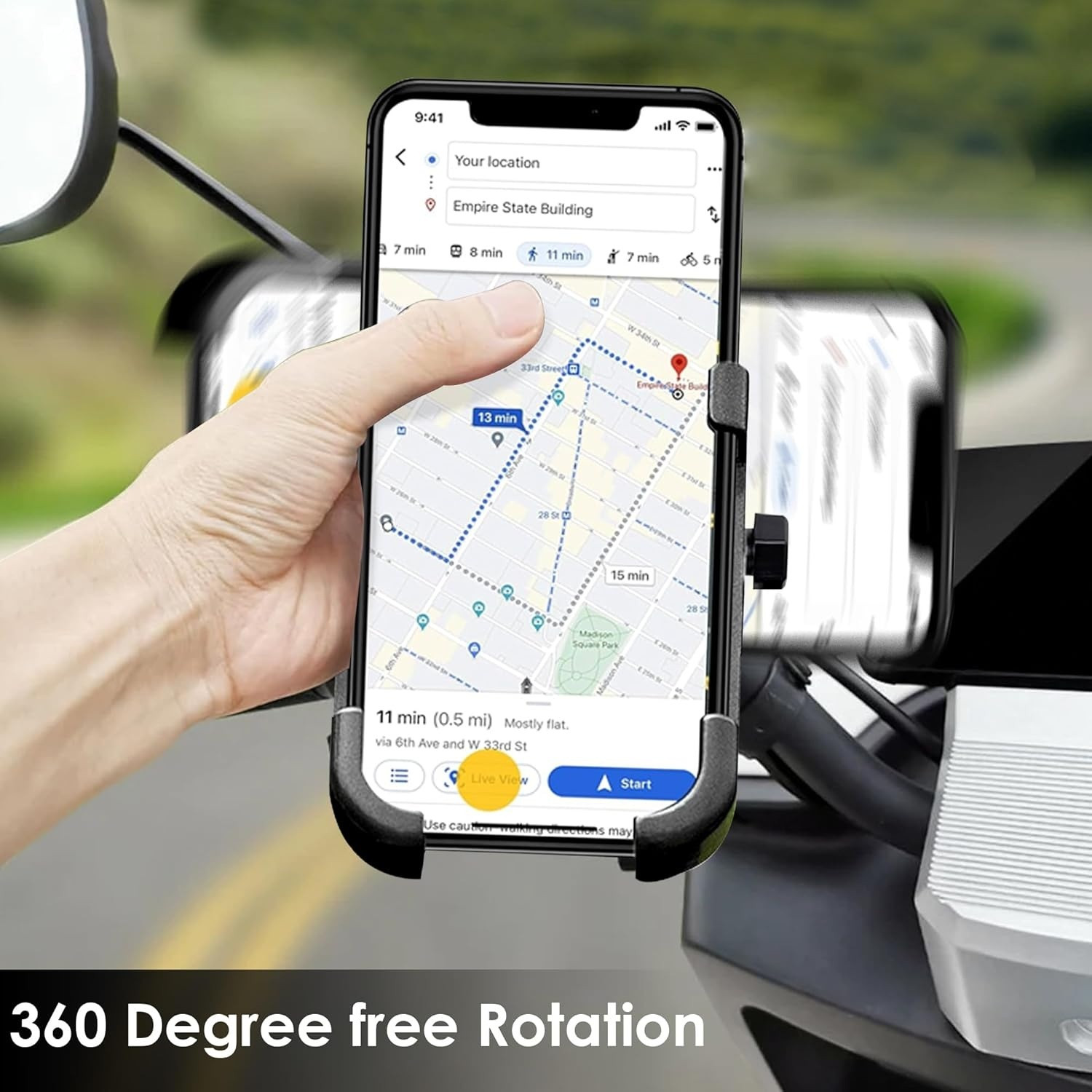 Image of BfsTeckt Universal Bike Phone Holder Mount for Bicycle Motorcycle Mirror Handlebar Bike Mobile Holder