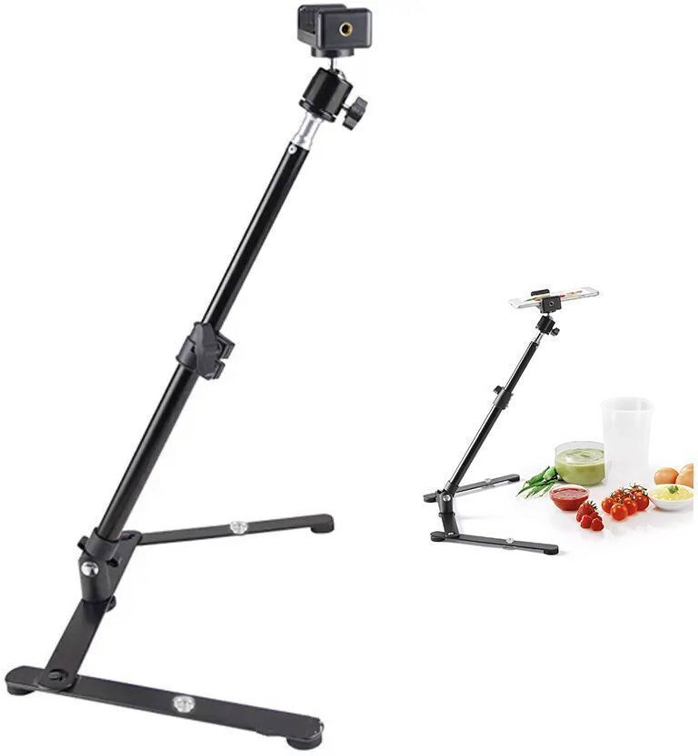 BROLAVIYA Overhead Mobile Metal Desktop Stand with 1/4 Inch Male Adaptor For Camera, Gopro Mobile Holder