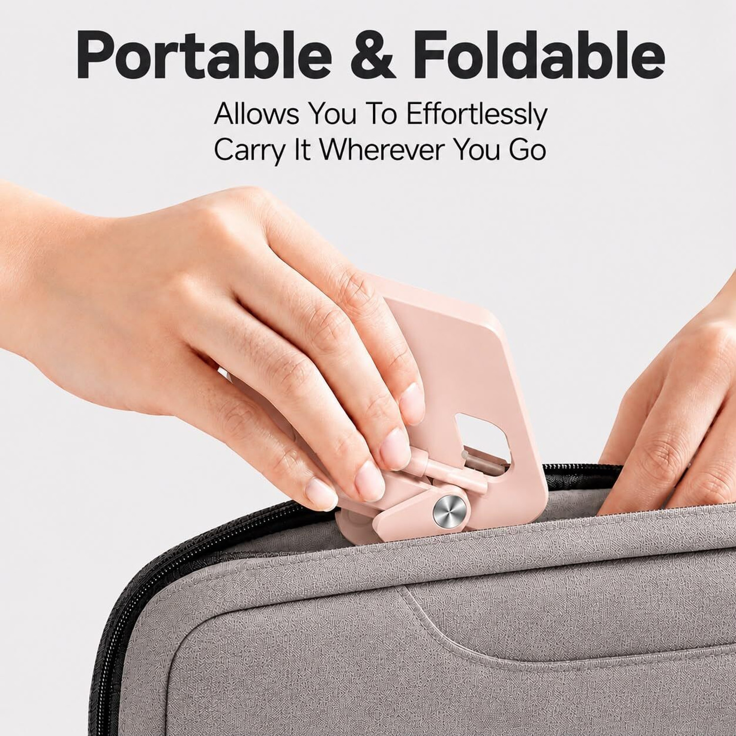 Image of GLANGEH Foldable Adjustable Phone & Tablet Stand - Grey Portable Mobile Holder