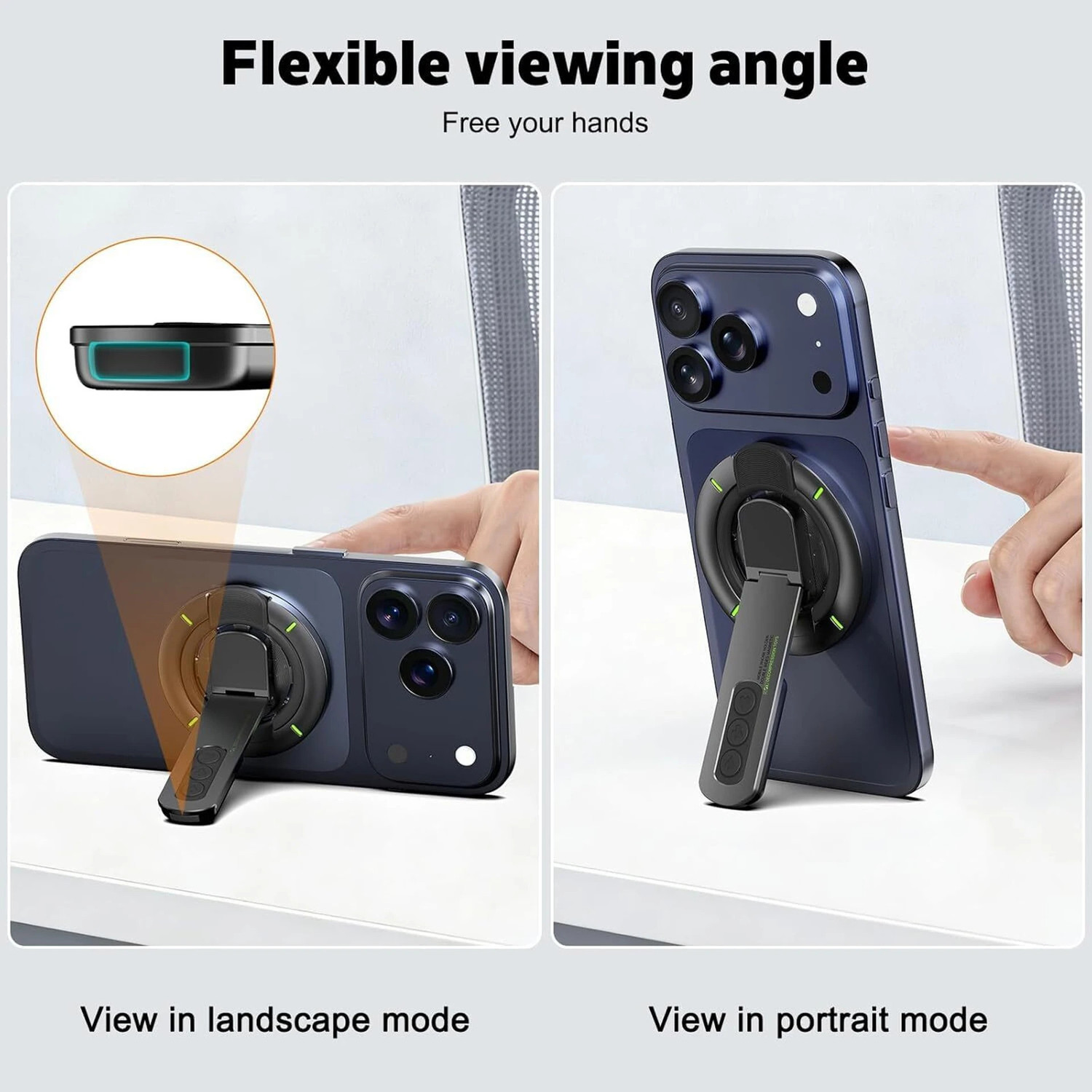 Image of Troliver 3 in 1 Magnetic Foldable Phone Stand with Ring Holder Grip & Kickstand Mobile Holder