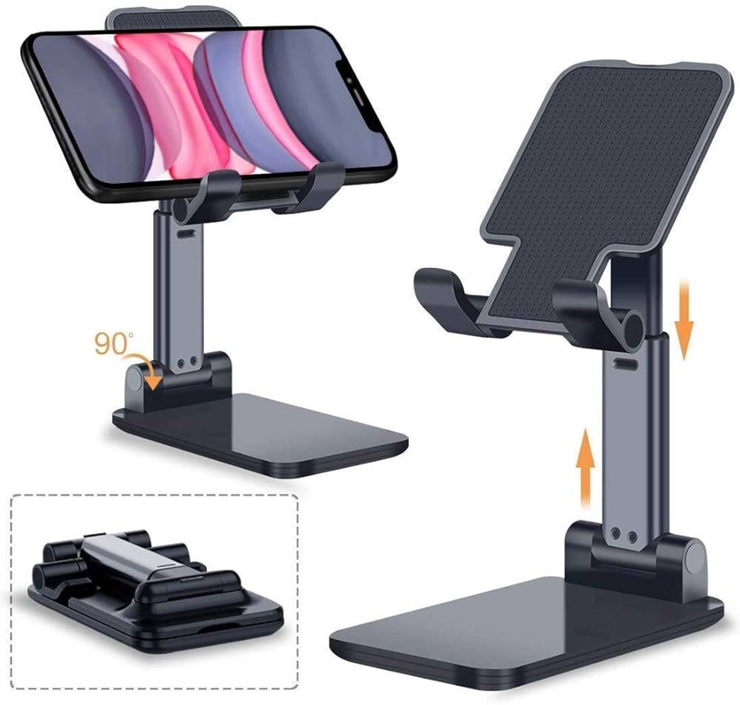 Ribber Hands-Free Mobile Holder for Kitchen, Desk, and Study Table Use (Black) Mobile Holder - Image 1