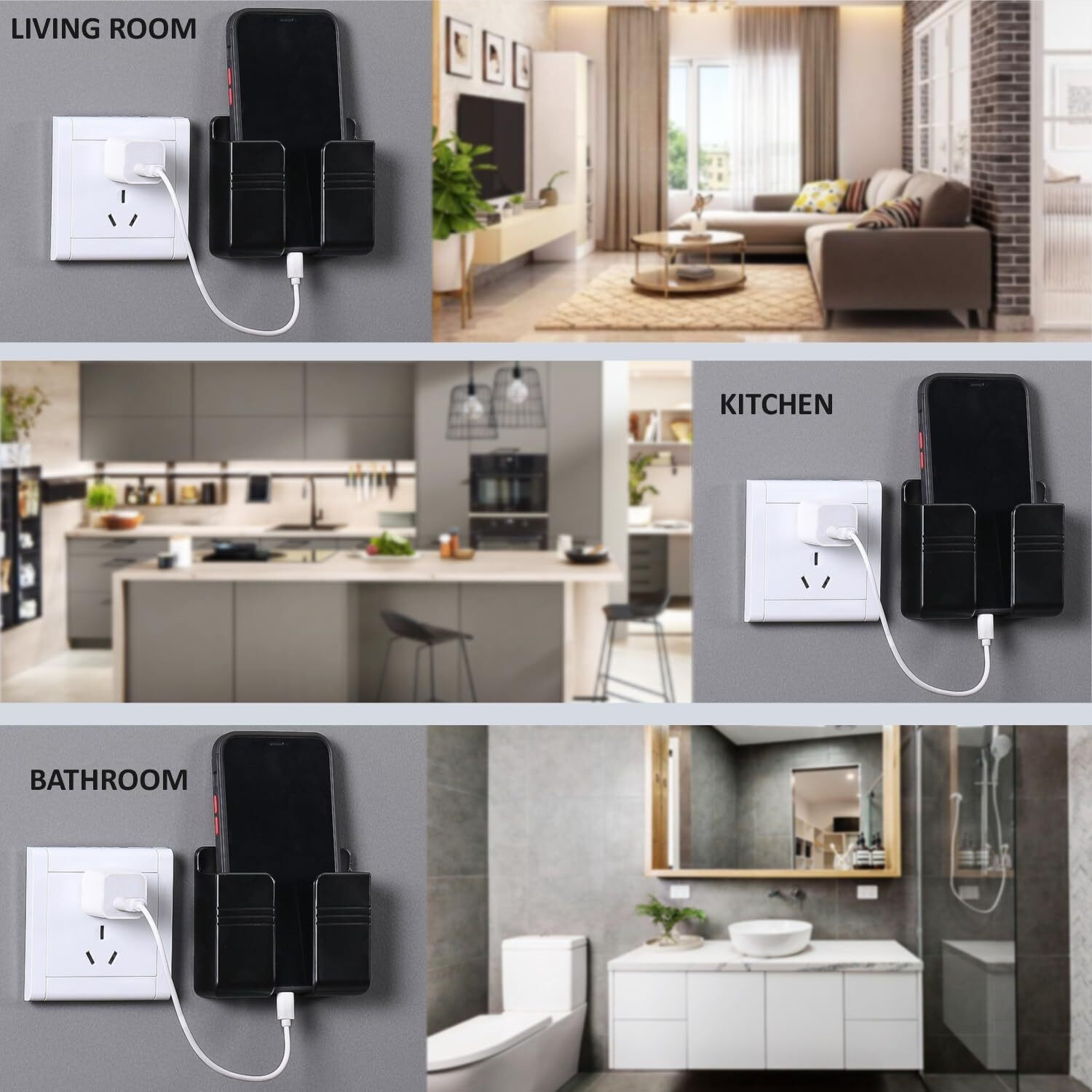 Image of rednix Wall Mounted Stand Mobile Holder Mobile Wall Mount for charging (pack of 5 pcs) Mobile Holder