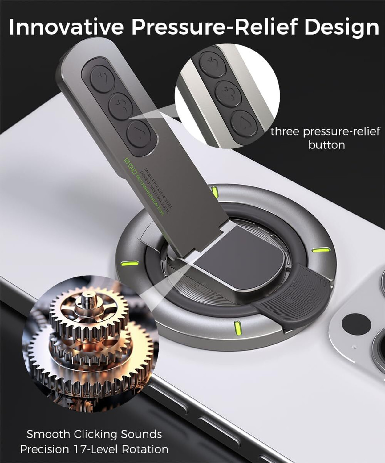 Image of Clefairy Double Magnetic Phone Holder, Ring, Compatible With Magsafe Grip 360 Rotation Mobile Holder