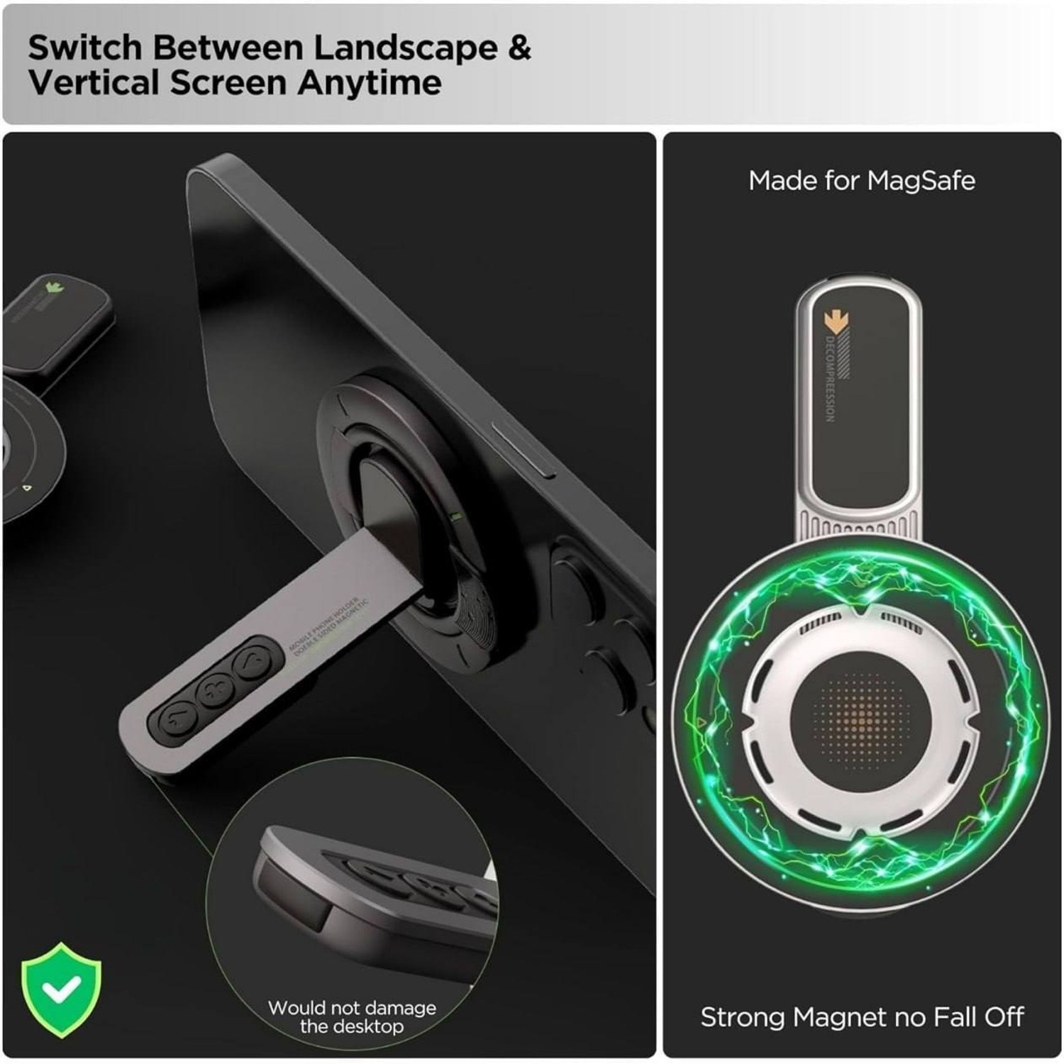Image of Troliver 3 in 1 Magnetic Foldable Phone Stand with Ring Holder Grip & Kickstand Mobile Holder