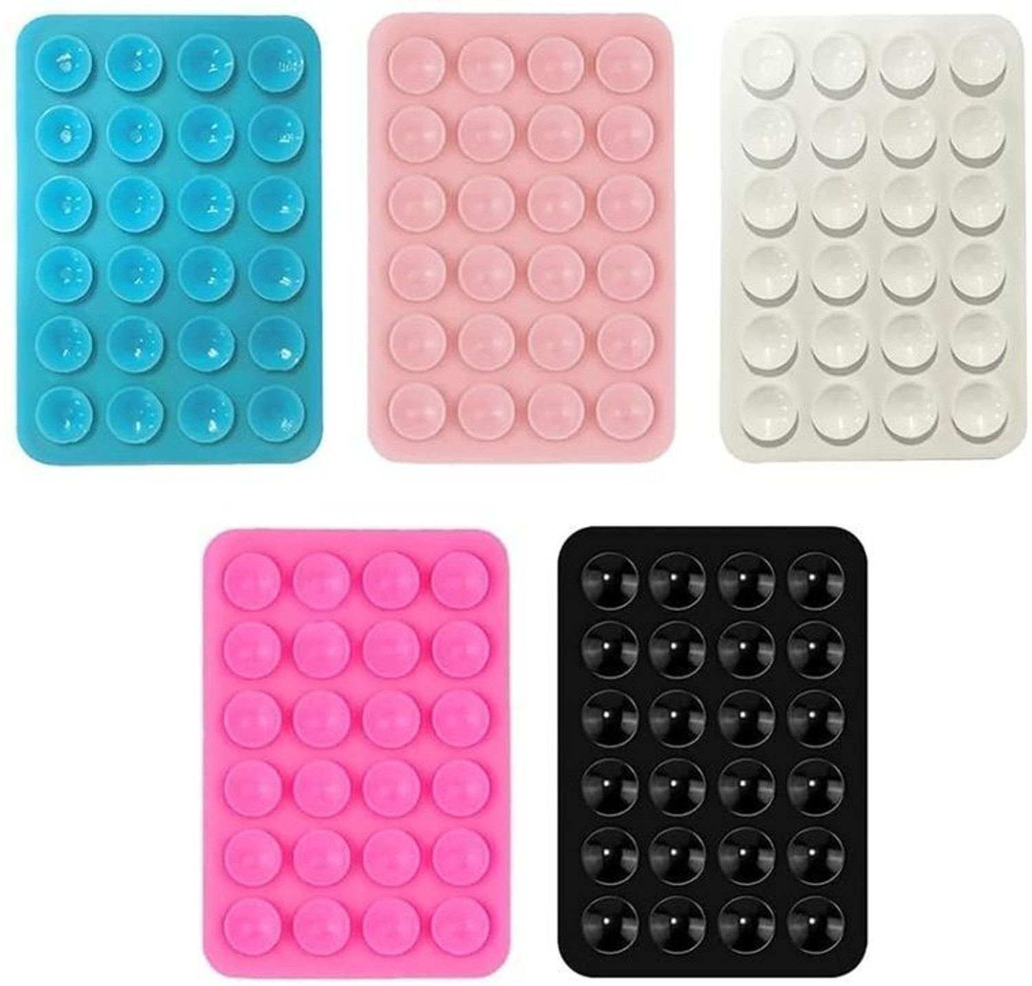 Image of Hoccroxx 5 Pcs Suction Stickers With 24 Cups, Double Sided Silicone for Strong Grip Mobile Holder