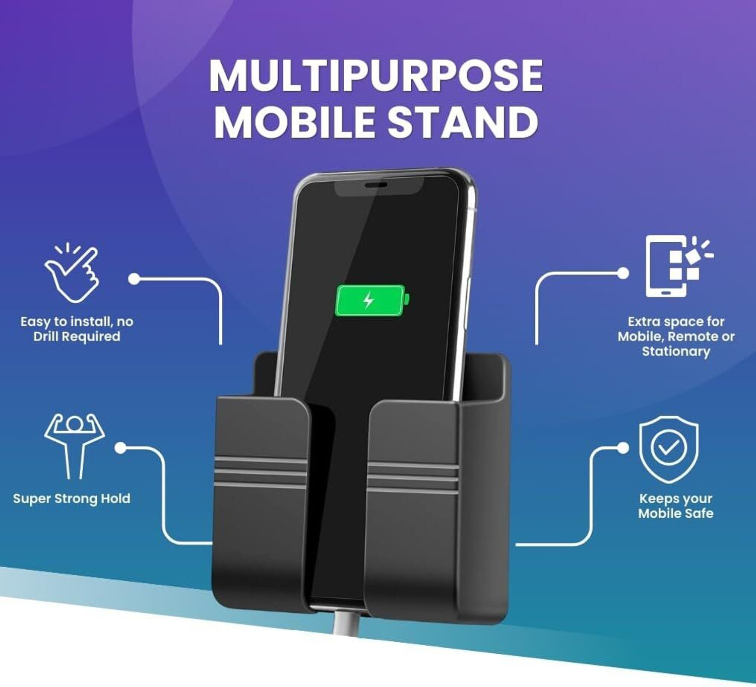 Image of rednix Wall Mounted Stand Mobile Holder Mobile Wall Mount for charging (pack of 5 pcs) Mobile Holder